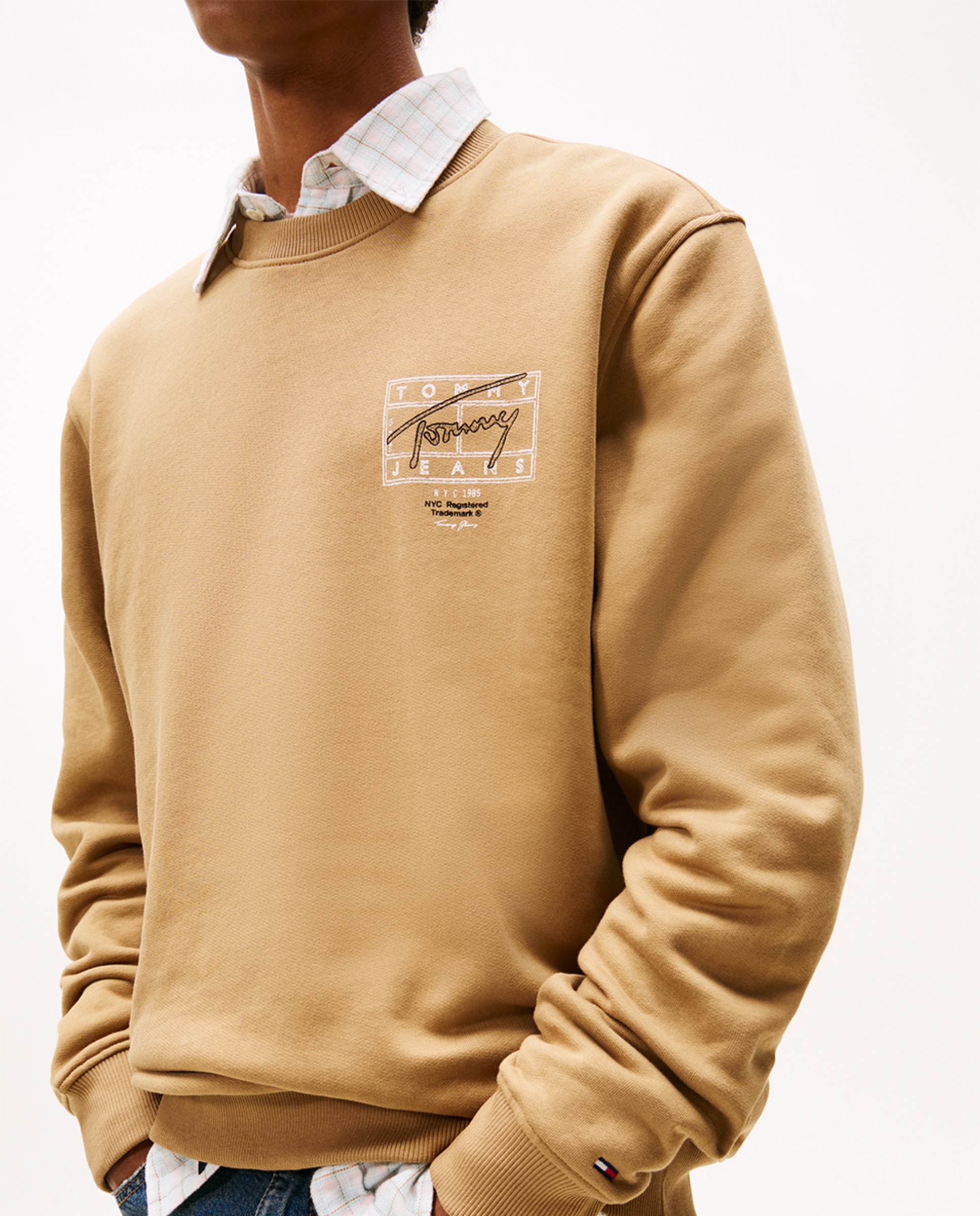 Sweatshirt Regular Fit com Gola Redonda Castanho-claro-3