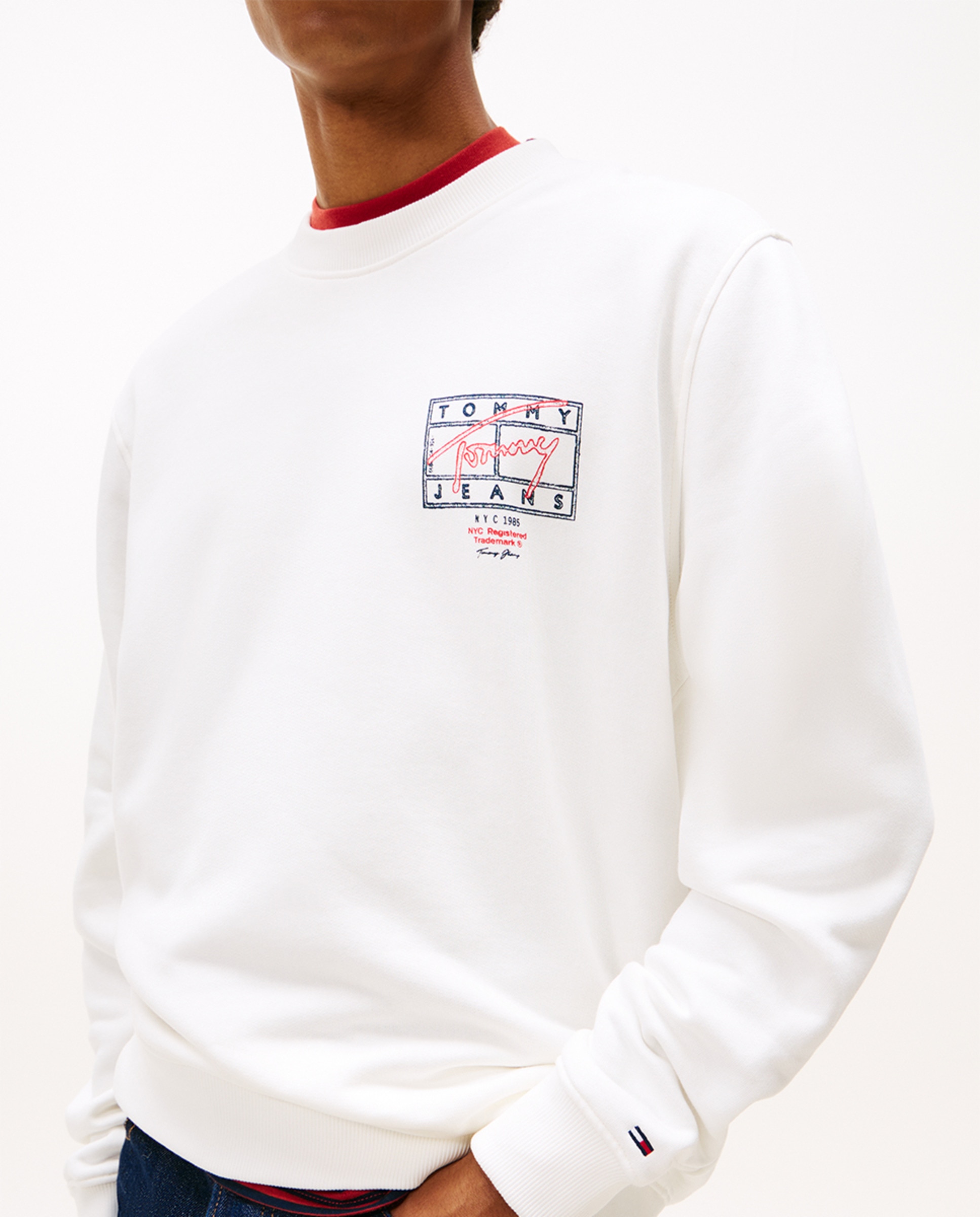 Sweatshirt Regular Fit com Gola Redonda Branco-3