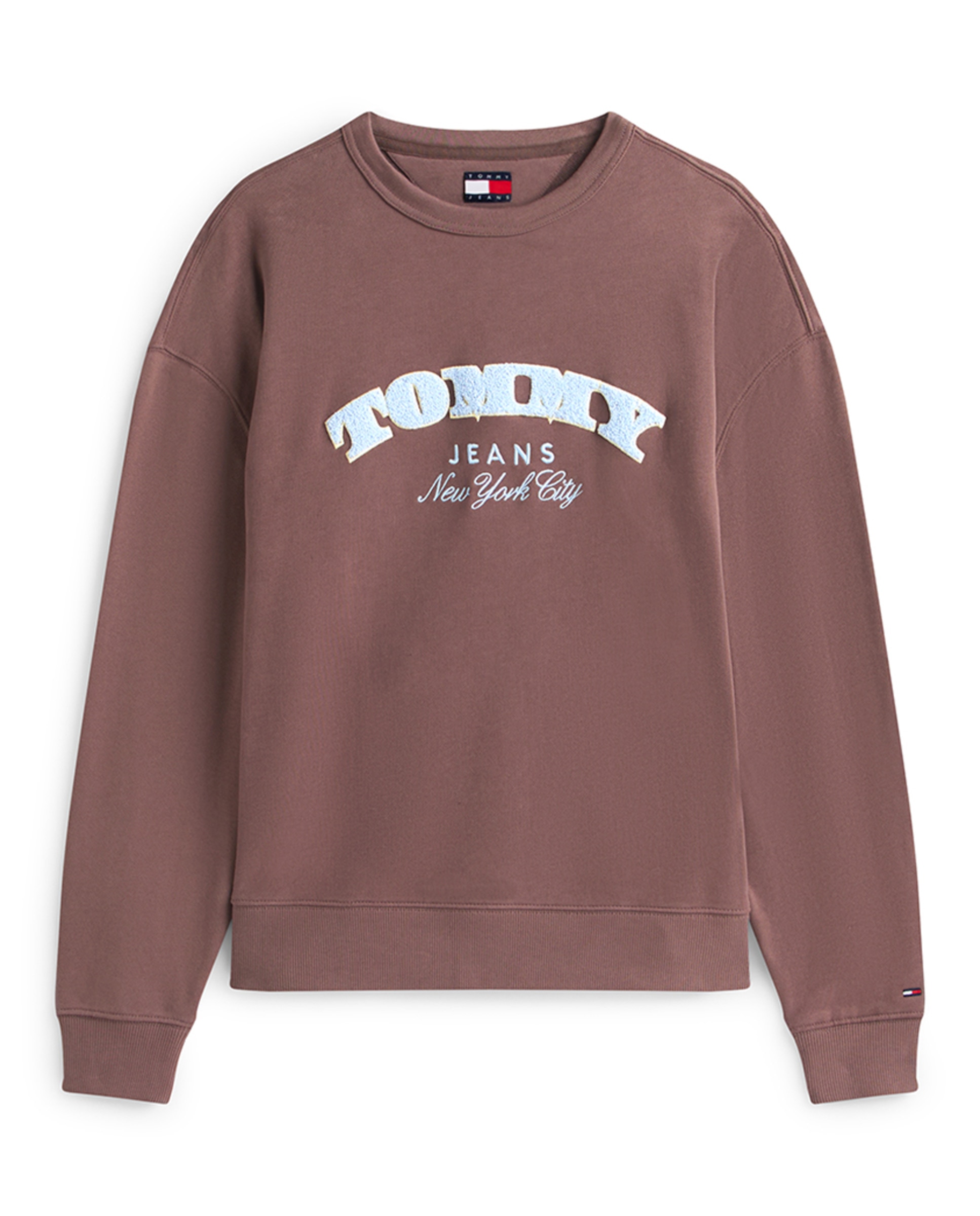 Sweatshirt Relaxed Fit com Gola Redonda Castanho-escuro-4