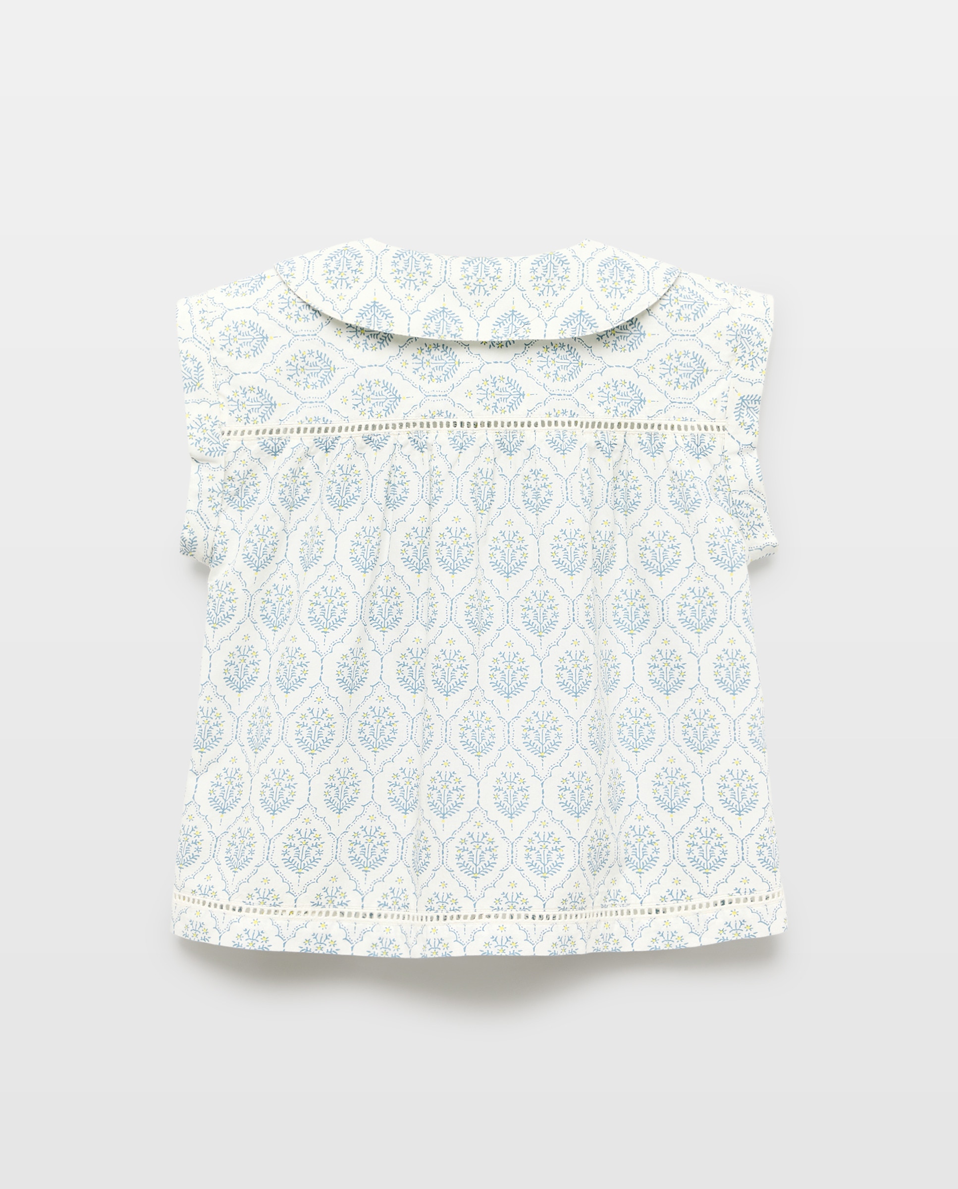 Blusa niña cuello frill Azul pálido-2