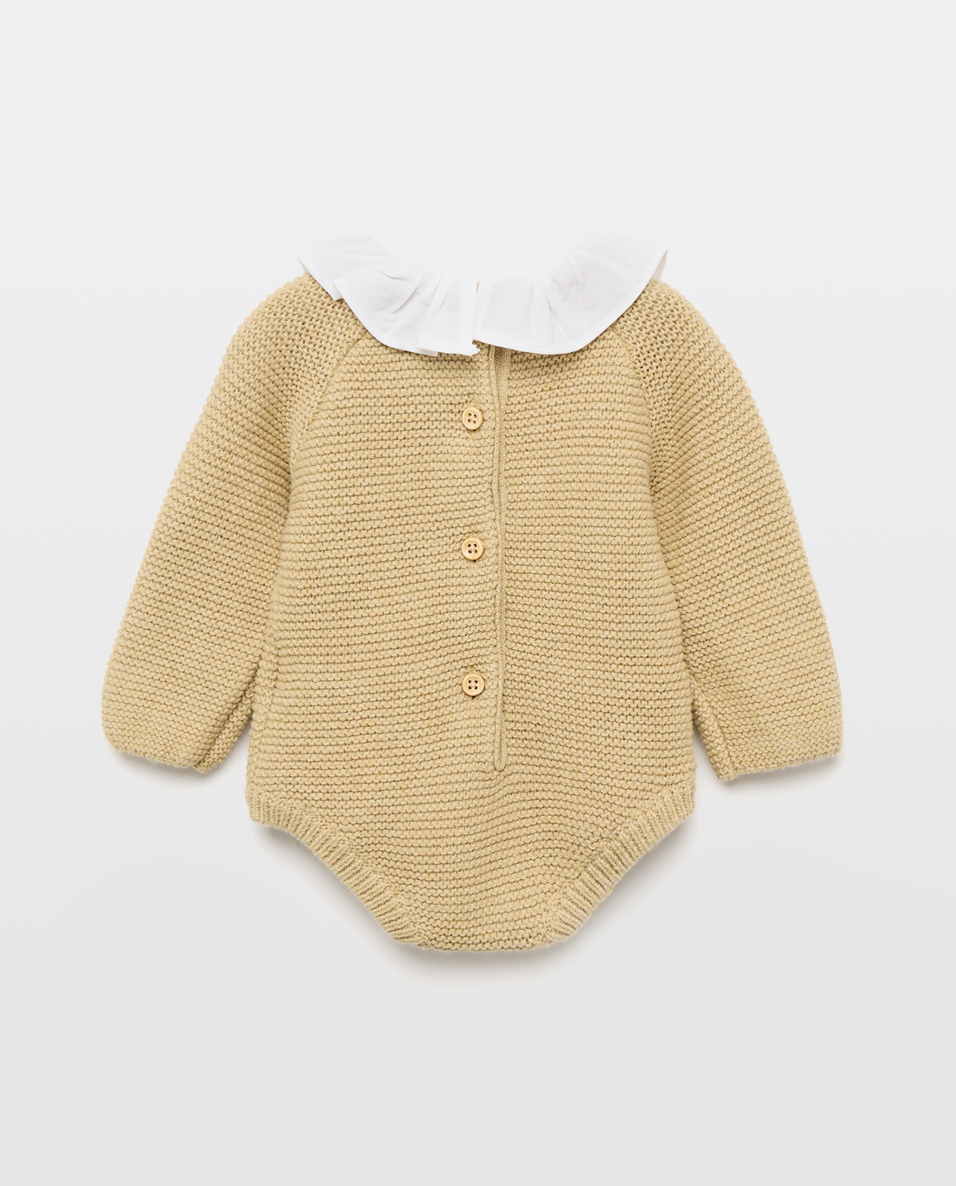 Pelele de recién nacido manga larga tricot cuello 560 Oliva-2