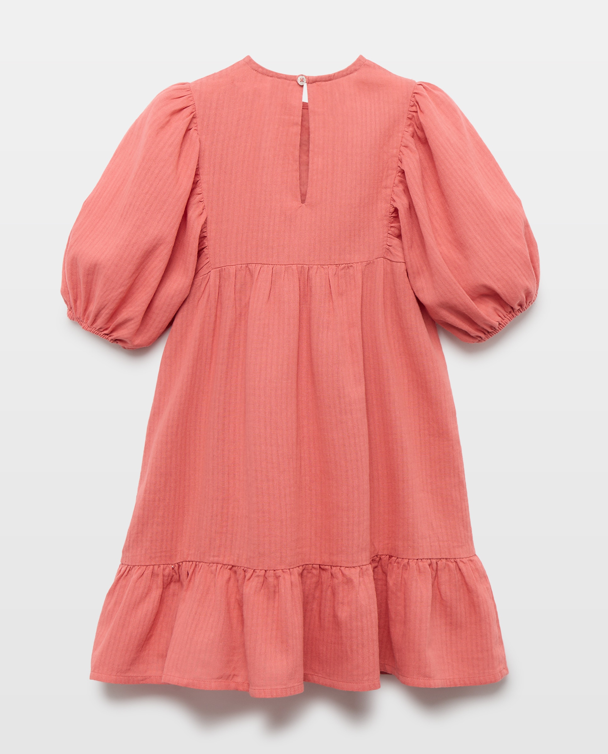 Vestido niña de gasa con bordados 230 Rosa oscuro-2