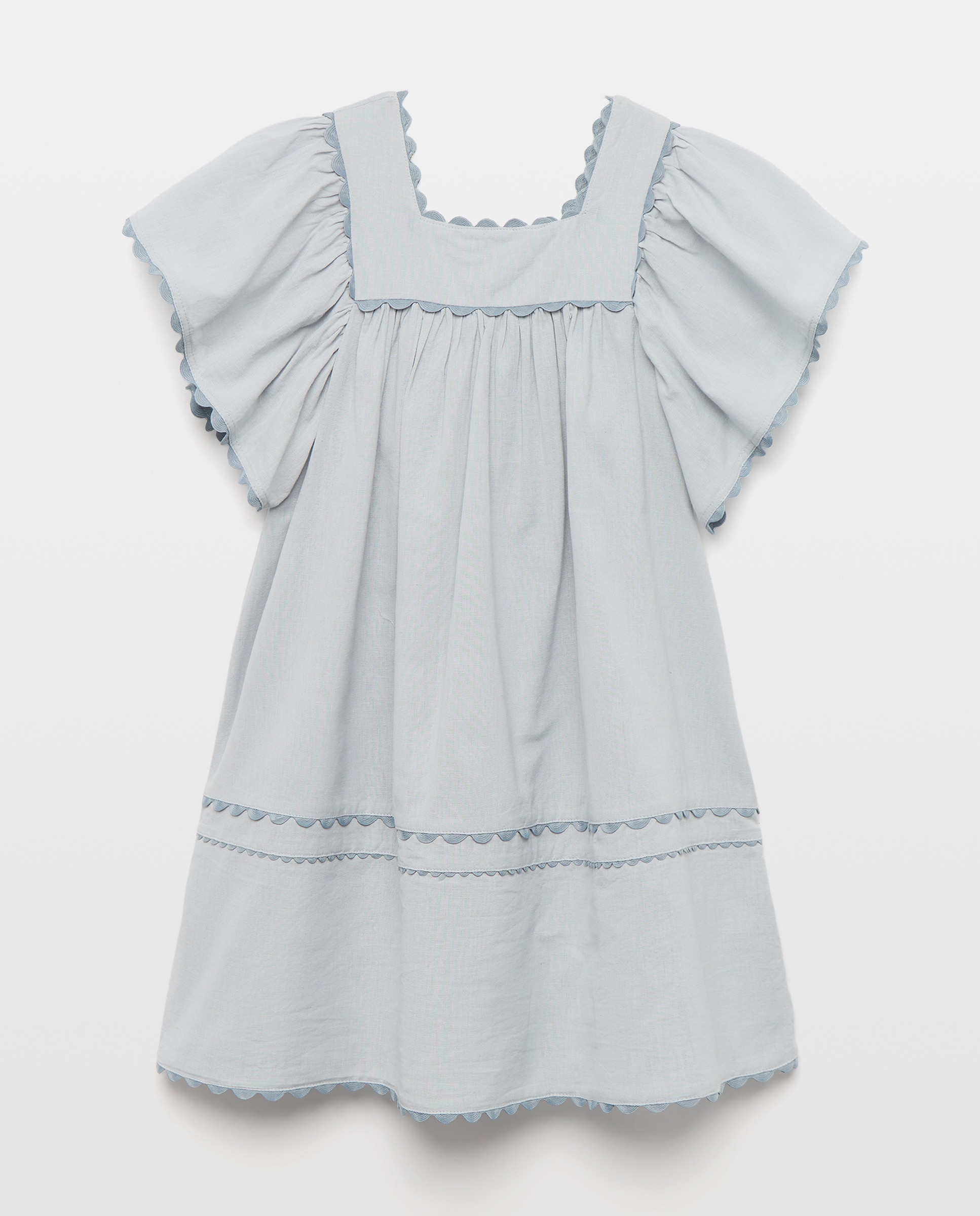 Imagen 0 de Vestido niña de lino con cinta zigzag