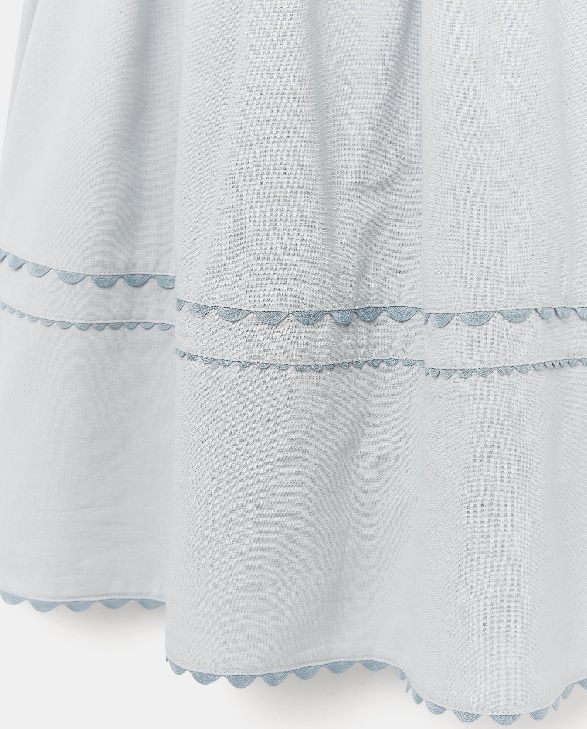 Vestido niña de lino con cinta zigzag Hielo-3