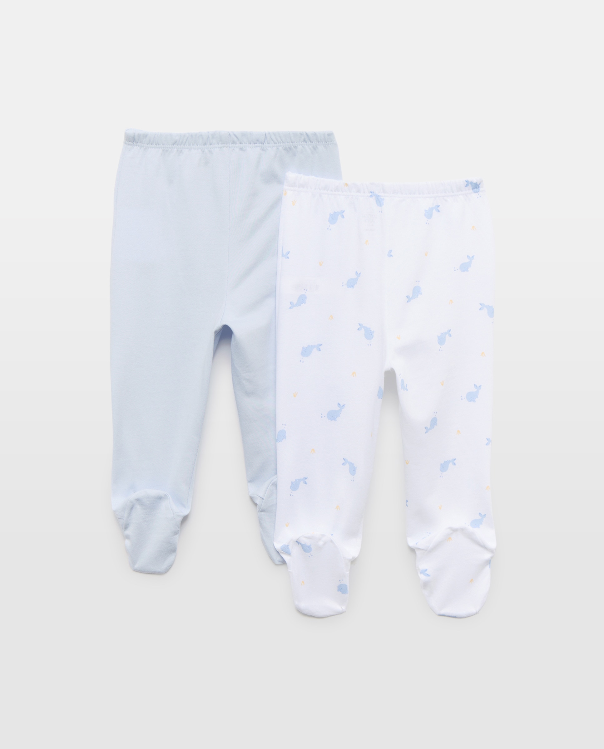 Pack de 2 Calças com Pés de Bebé com Fantasia Azul-2