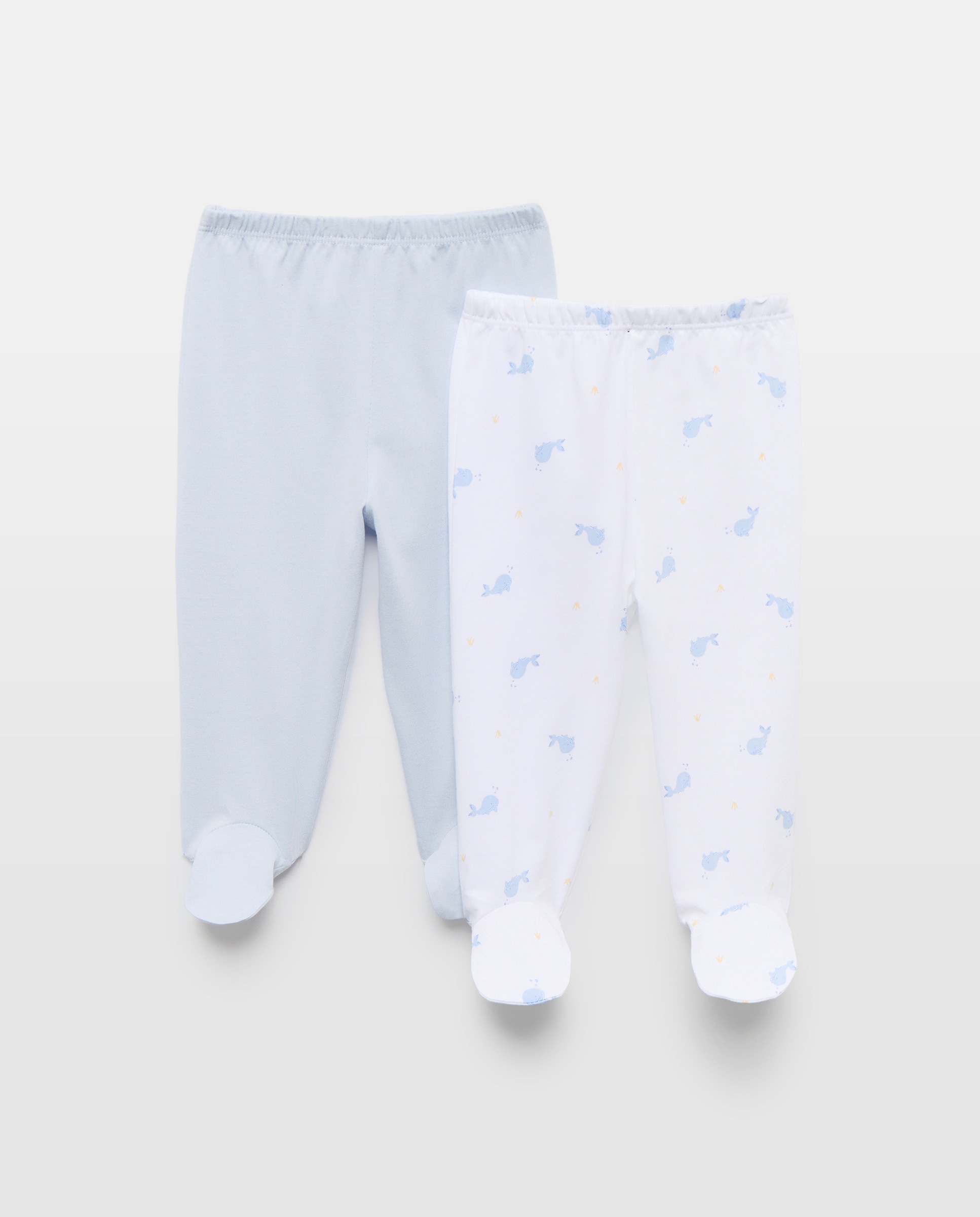 Pack de 2 Calças com Pés de Bebé com Fantasia Azul-1
