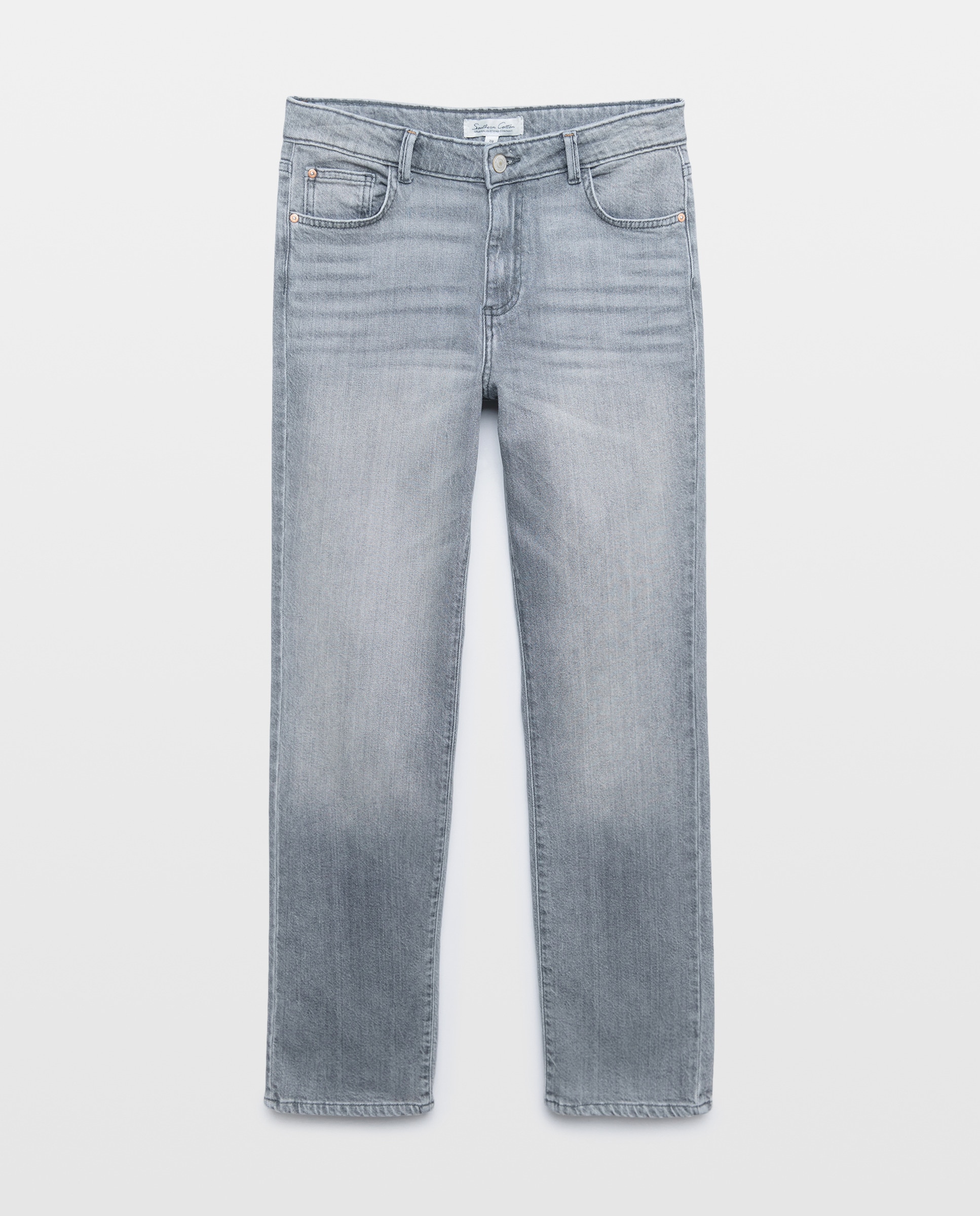 Jeans Straight de 5 Bolsos 820 Cinzento Médio-4