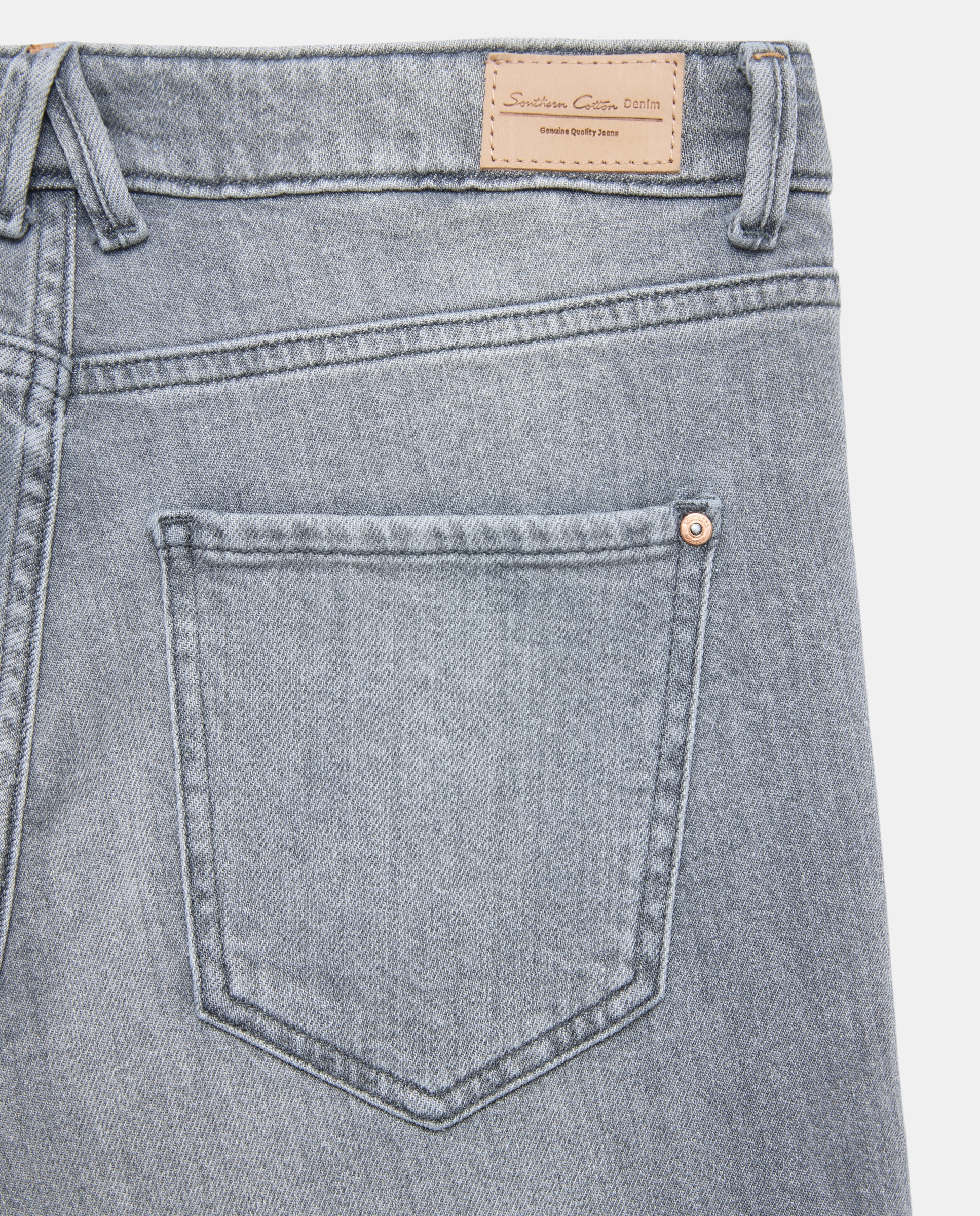 Jeans Straight de 5 Bolsos 820 Cinzento Médio-5