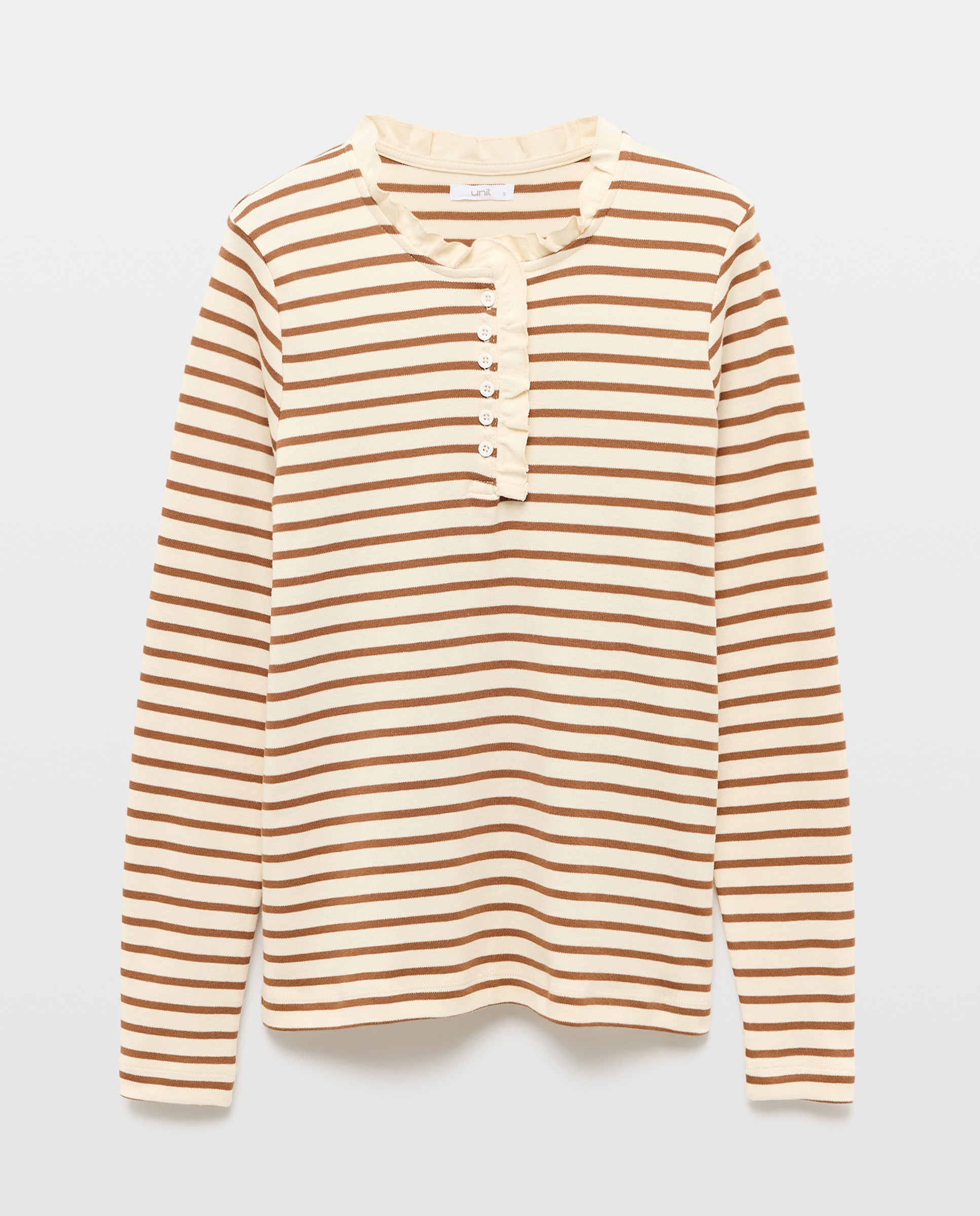 Camiseta de mujer cuello caja con volantes Blanco-4