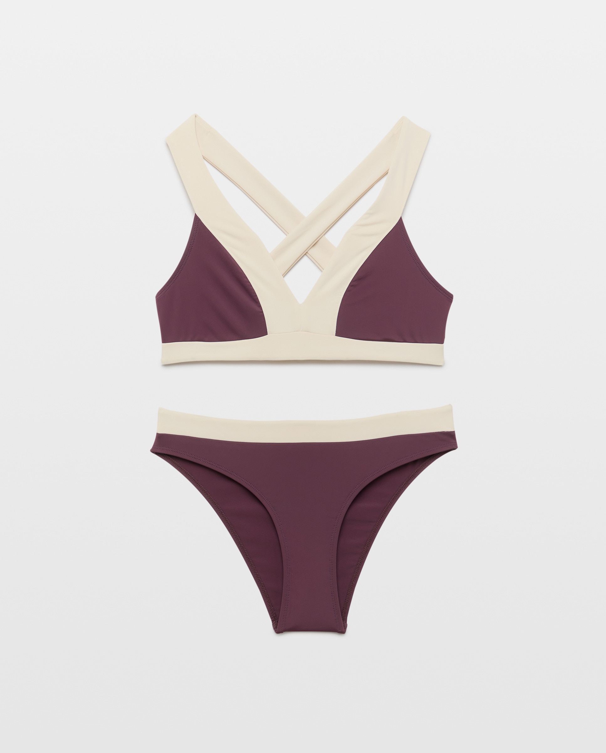 Bikini mujer escote contraste Burdeos-4