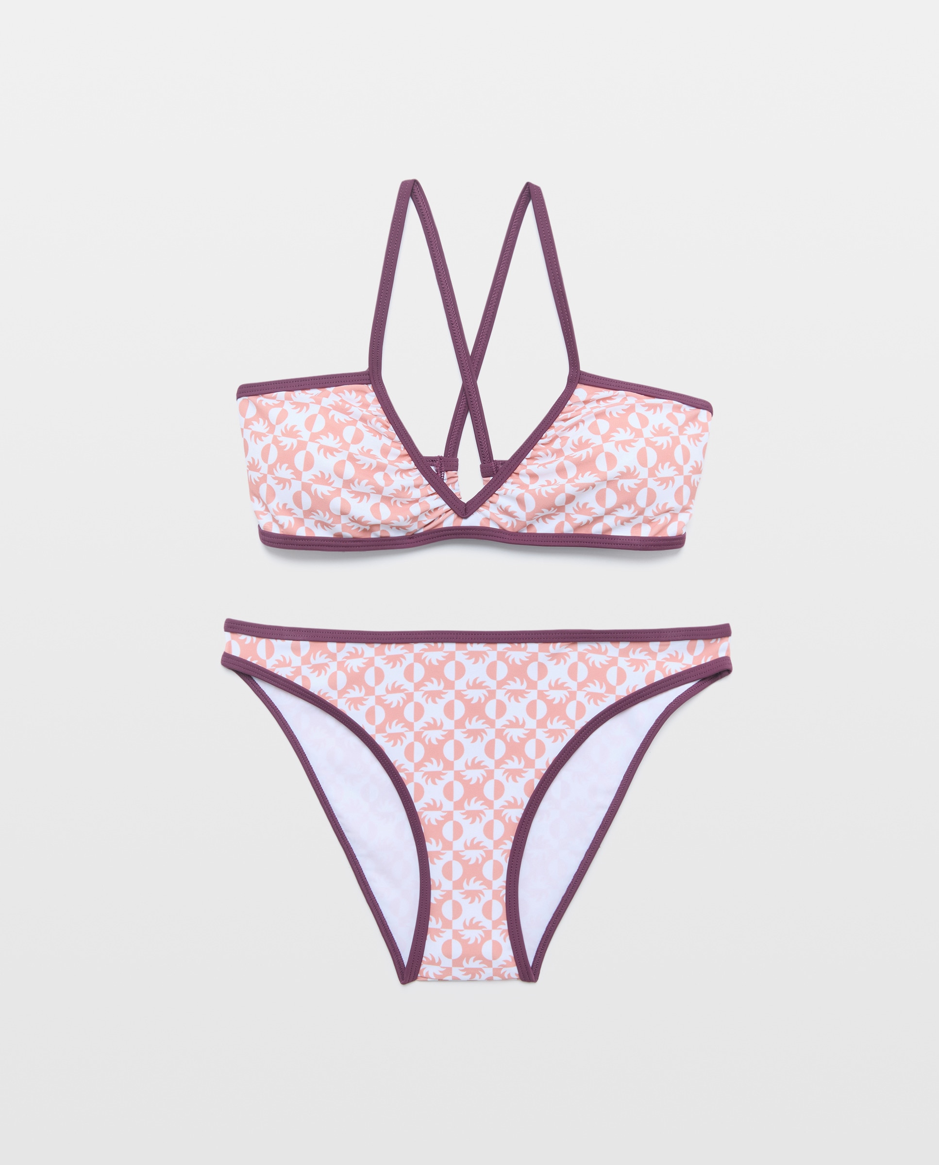 Bikini mujer escote pico tirantes contraste Naranja-4
