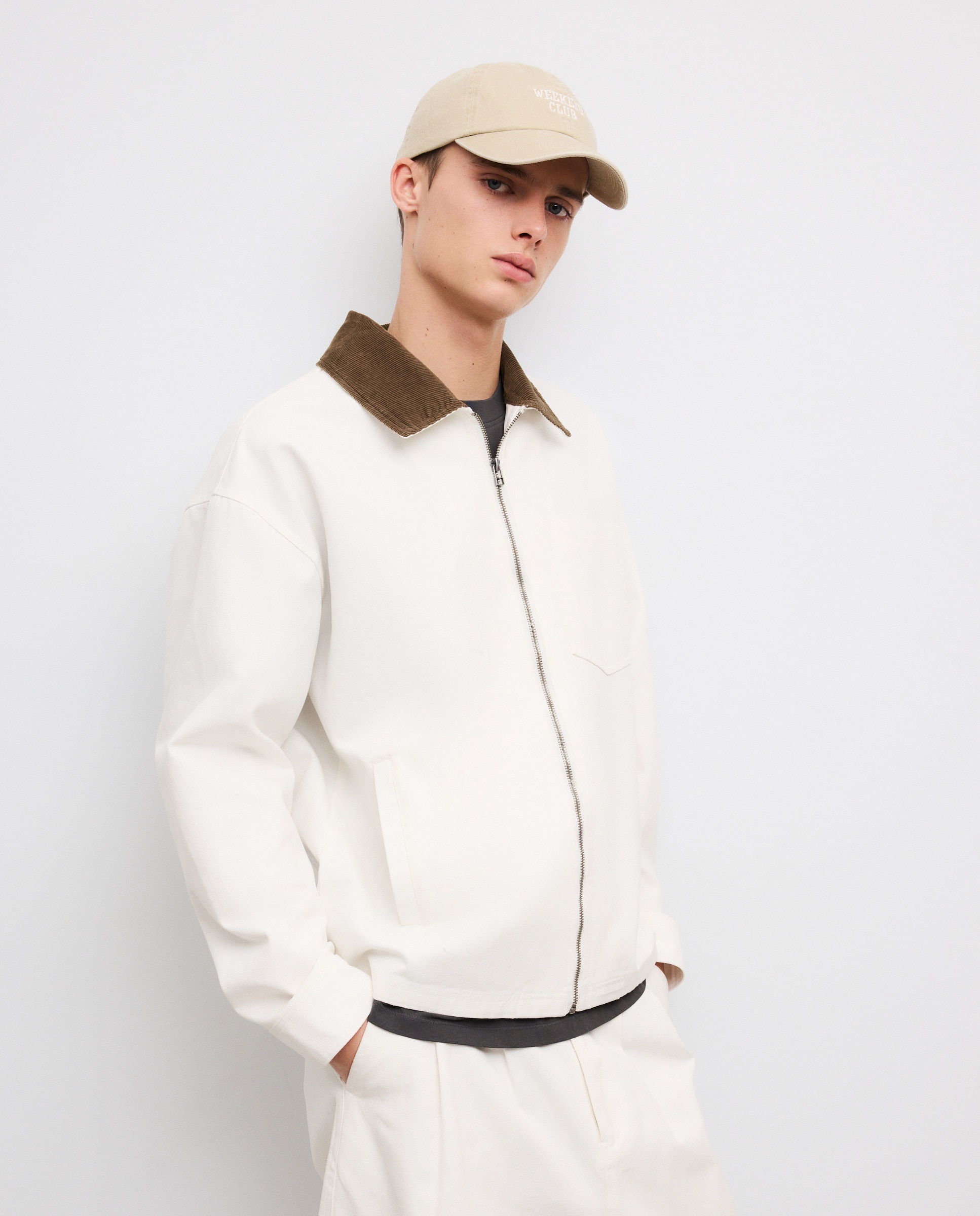 Blusão de Algodão com Gola de Bombazina 120 Cru-2