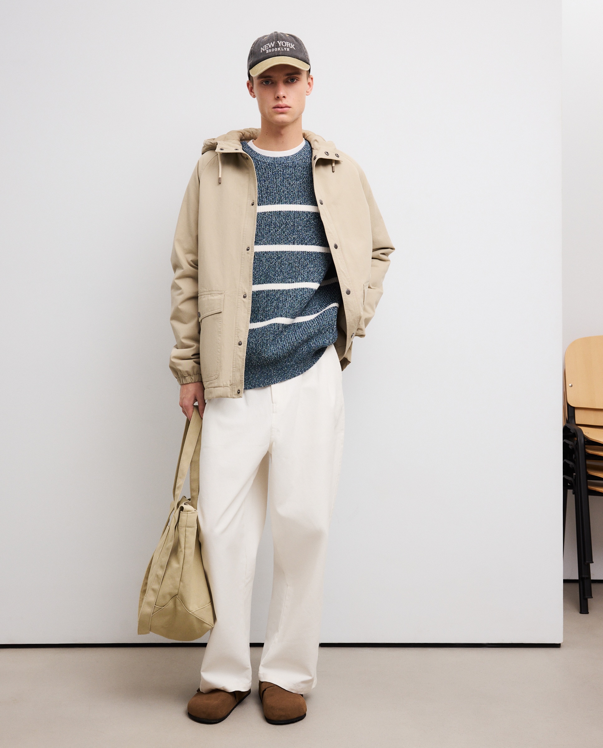 Parka de Algodão Acolchoada Bege-4