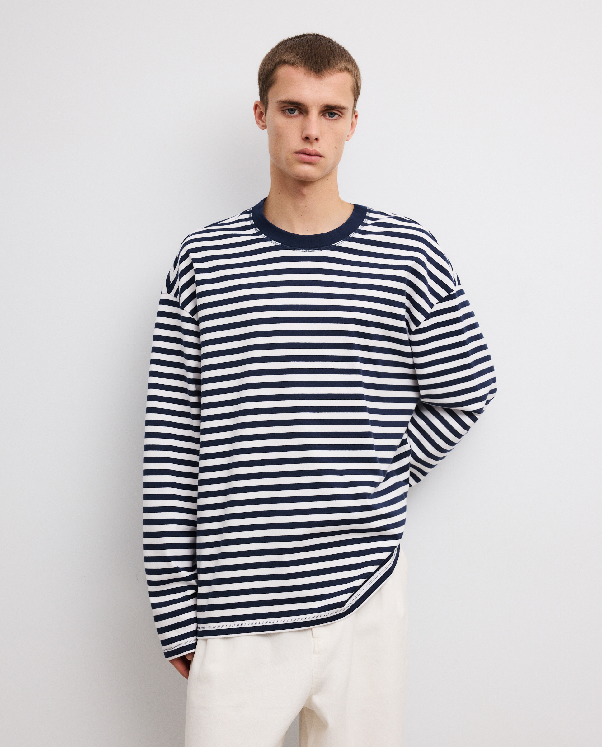 Camisola de Manga Comprida com Risca de Marinheiro Azul-marinho-2