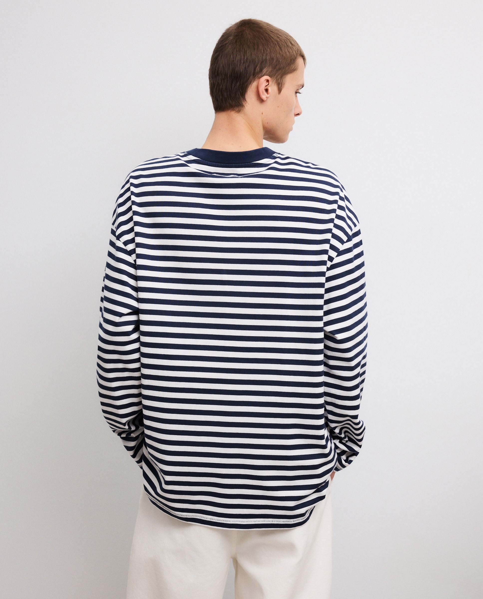 Camisola de Manga Comprida com Risca de Marinheiro Azul-marinho-3
