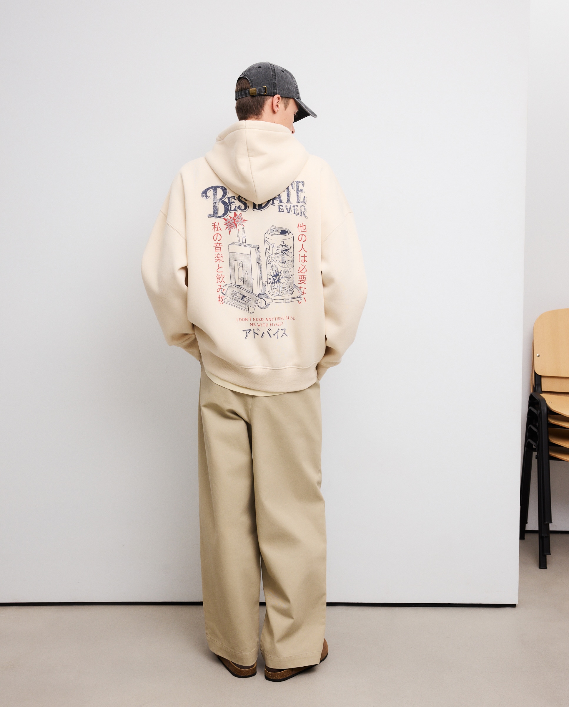 Sweatshirt de homem com capuz 130 Marfim-3