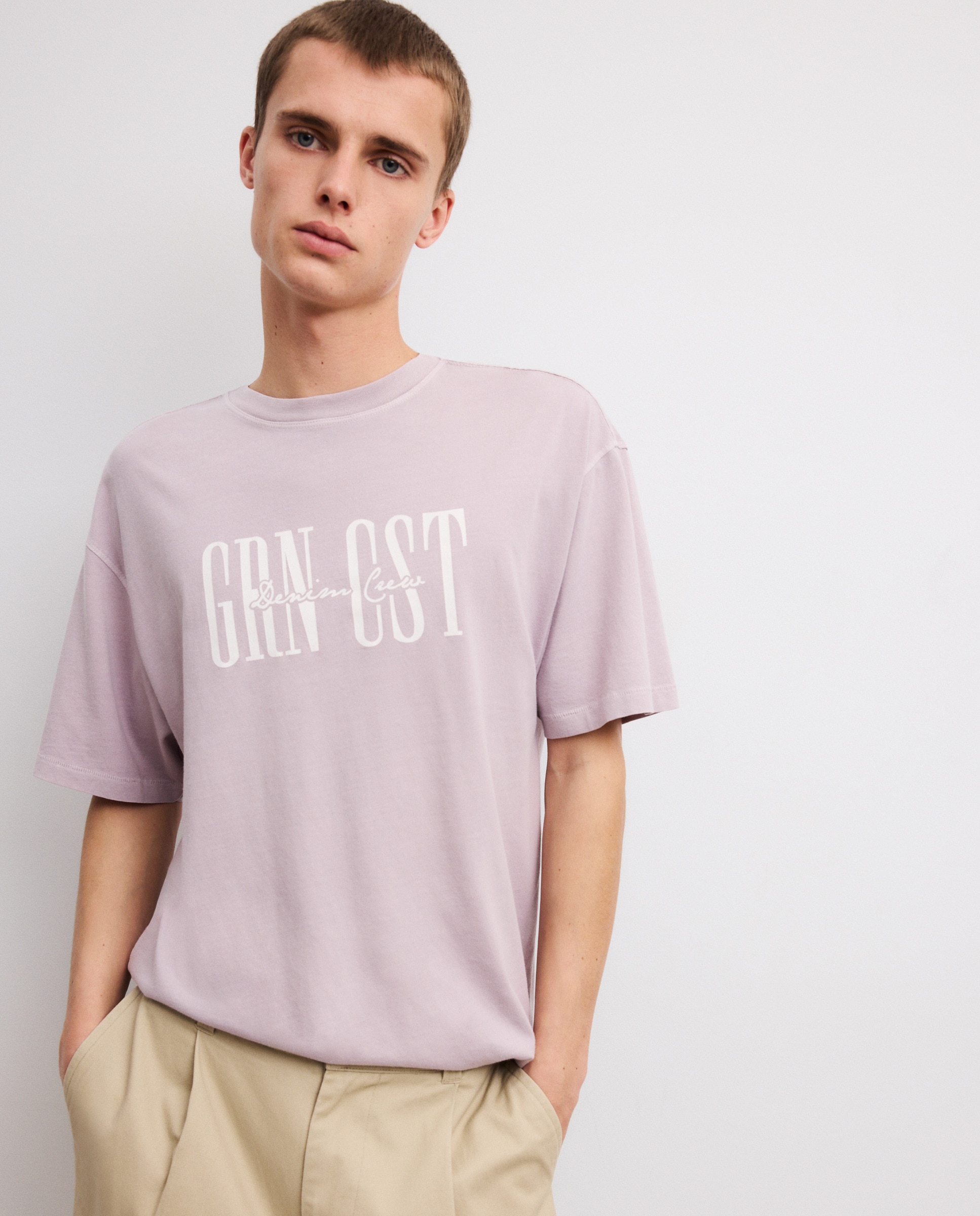 T-shirt de Manga Curta com Logótipo Rosa-1