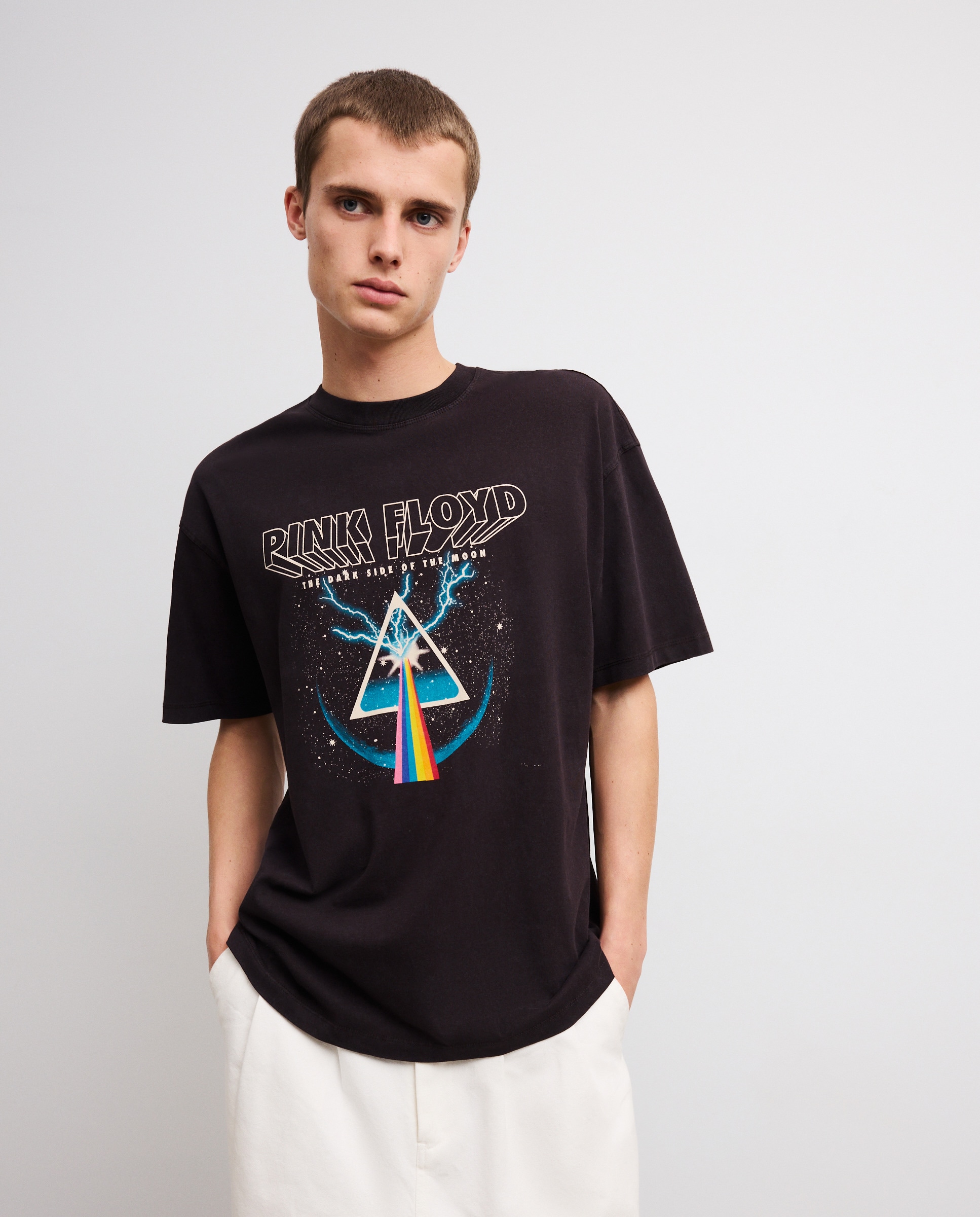 T-shirt de Manga Curta com Estampado de Música Pink Floyd Preto-2