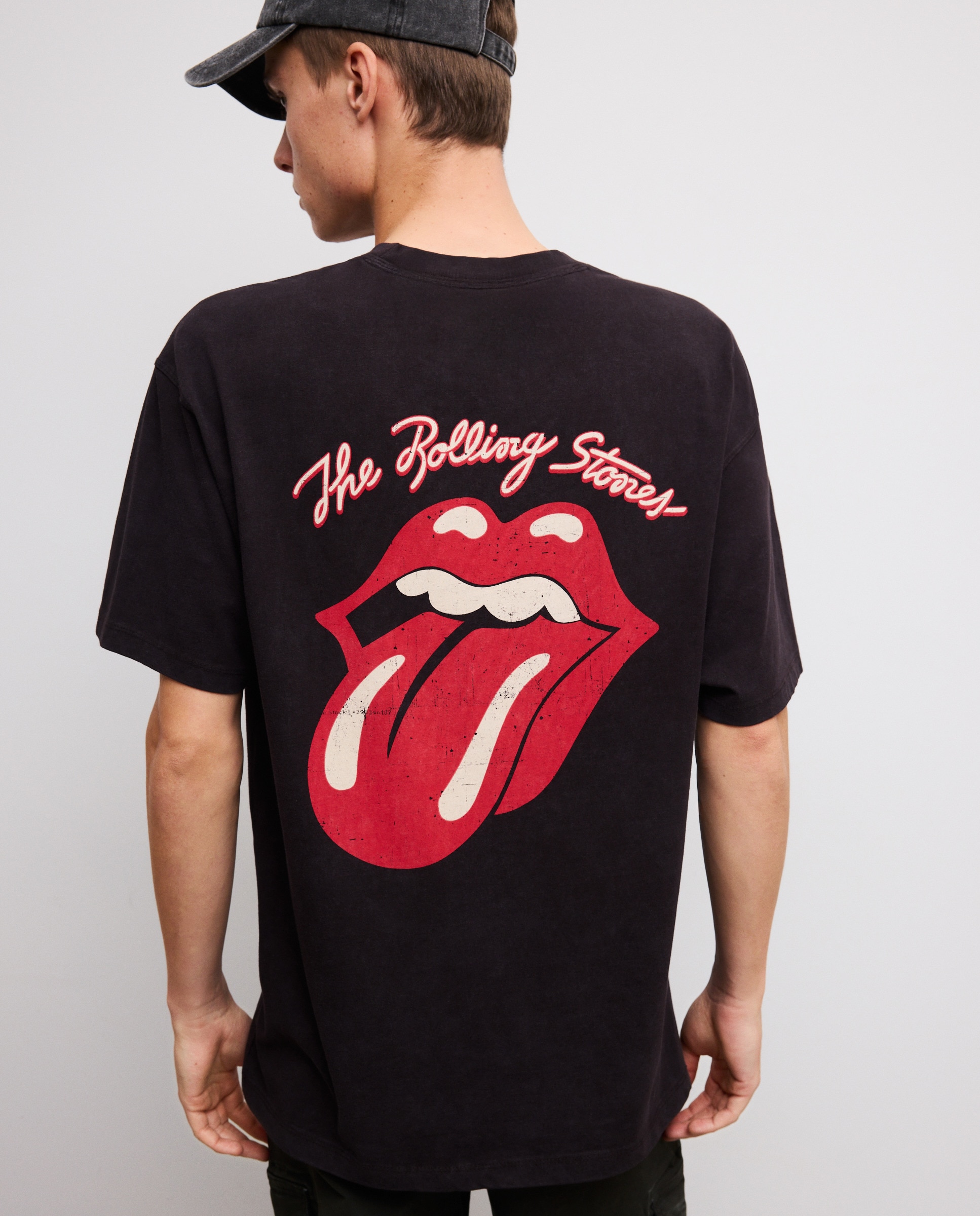 T-shirt de Manga Curta com Estampado de Música Rolling Stones Preto-3