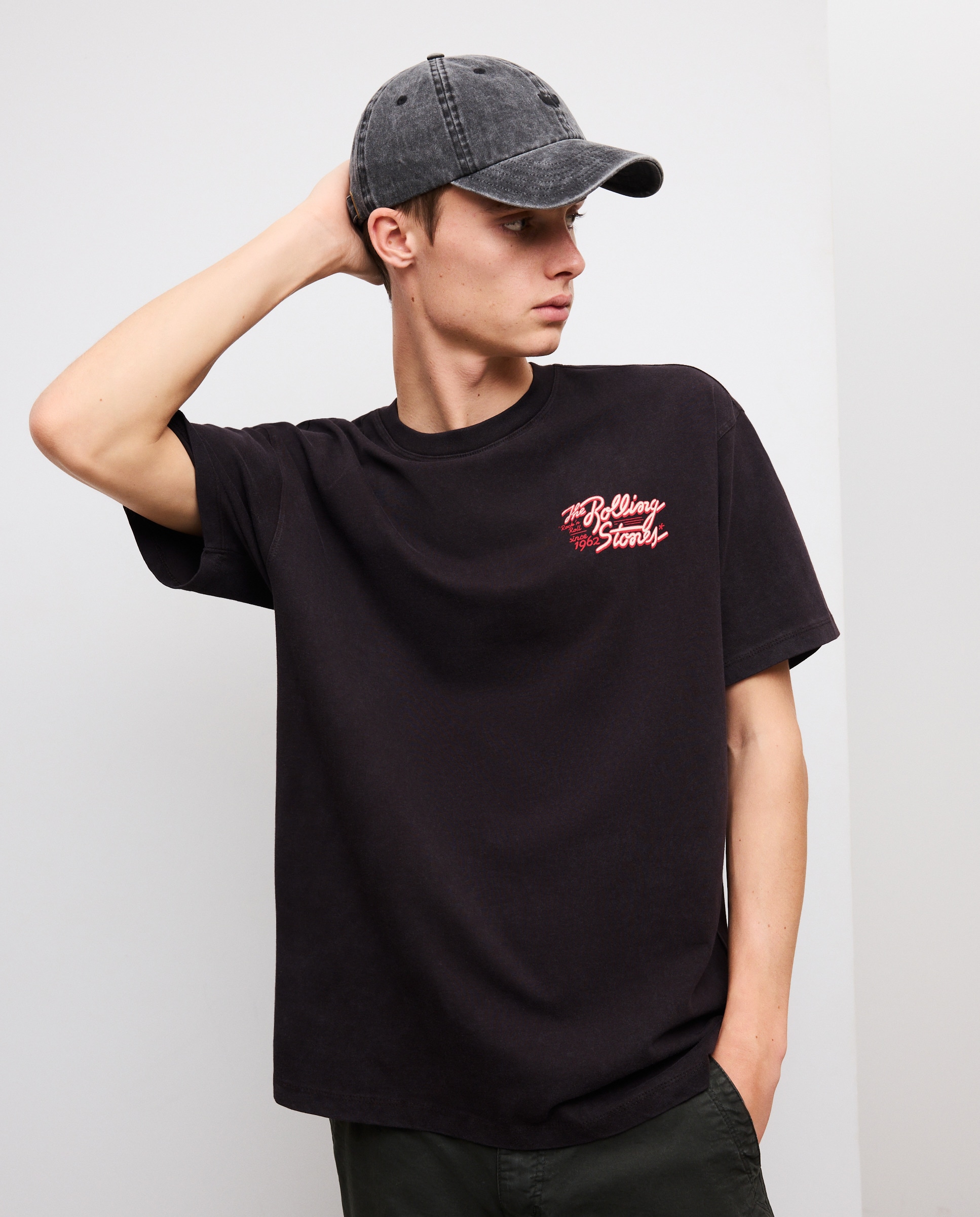 T-shirt de Manga Curta com Estampado de Música Rolling Stones Preto-2