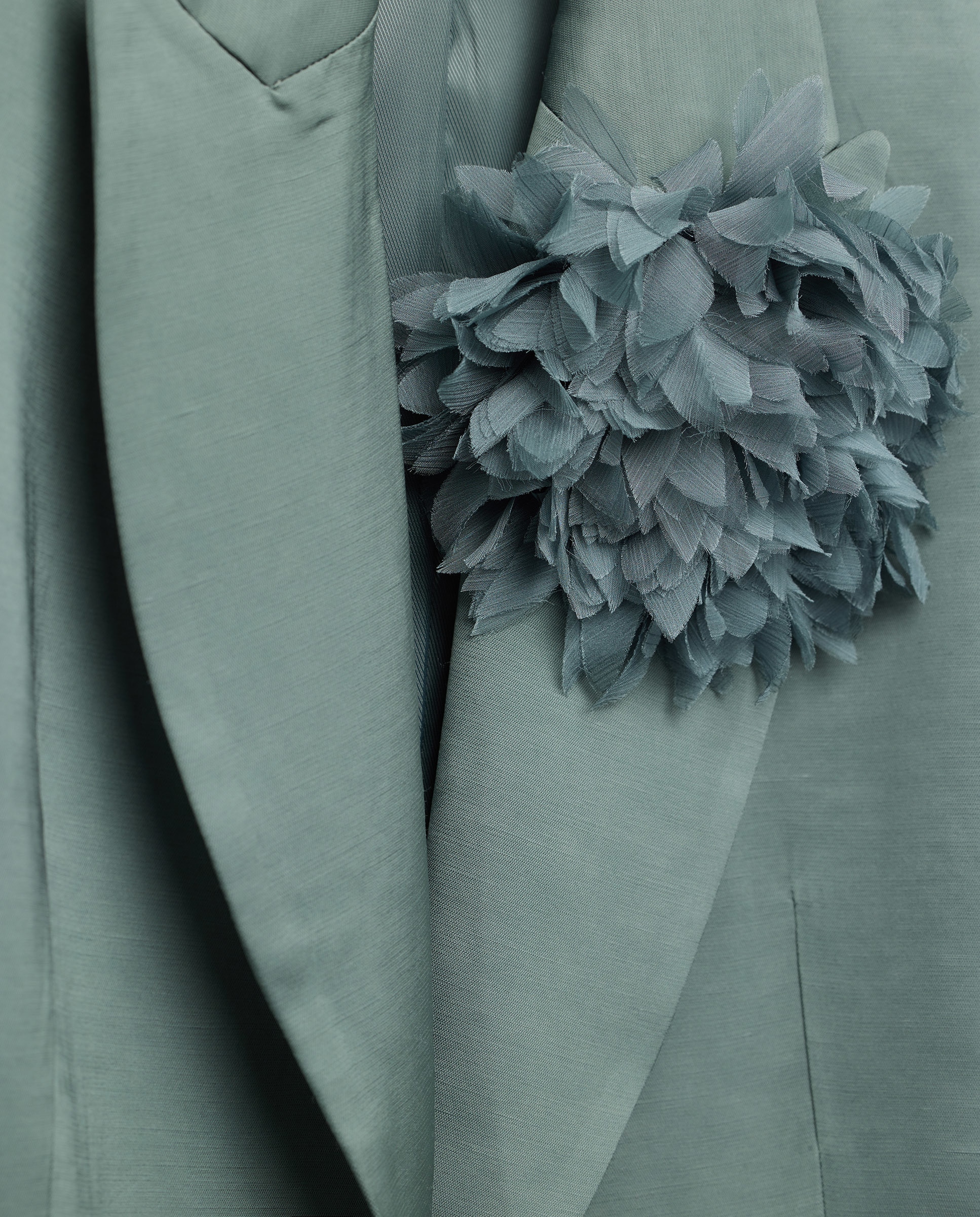Blazer de Fato Acetinado com Estampado Floral Verde-6