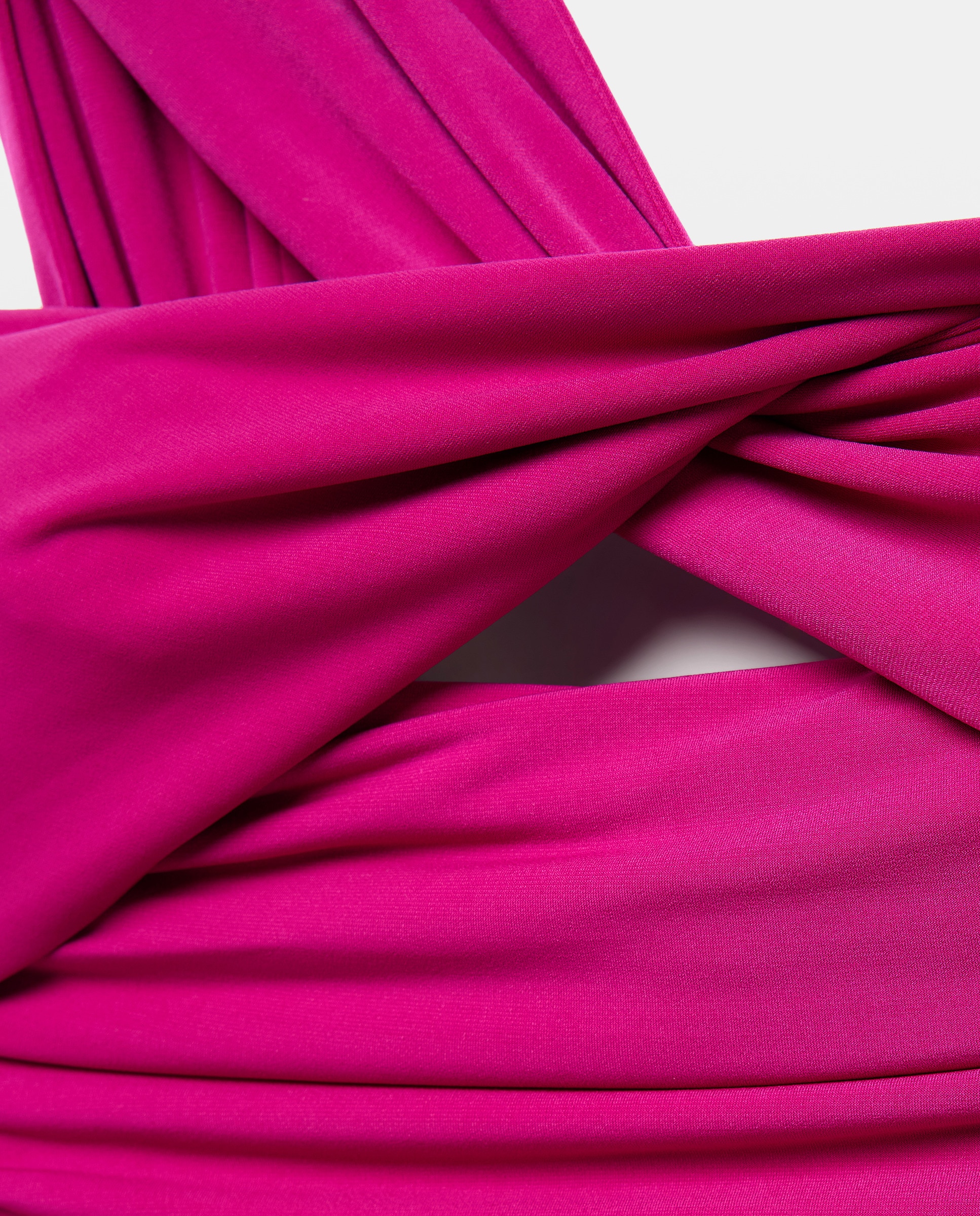 Vestido Halter Drapeado em Tecido Elástico Púrpura-6