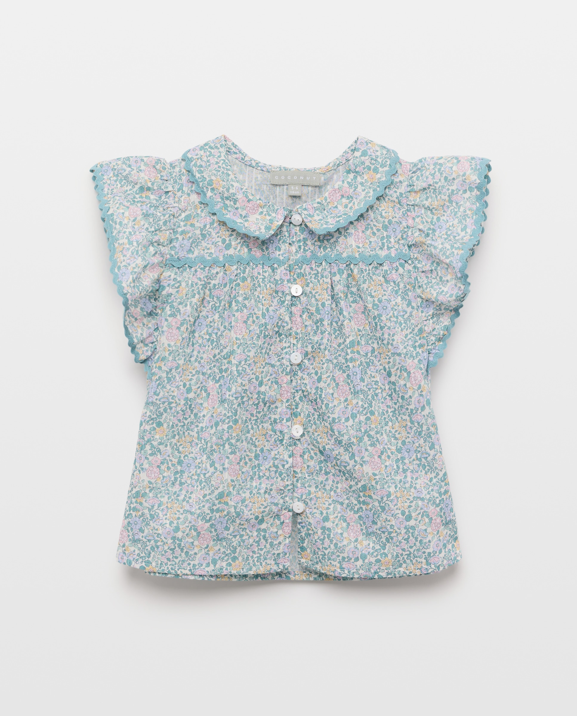 Blusa de Manga Curta com Folhos Coconut El Corte Inglés Verde-4