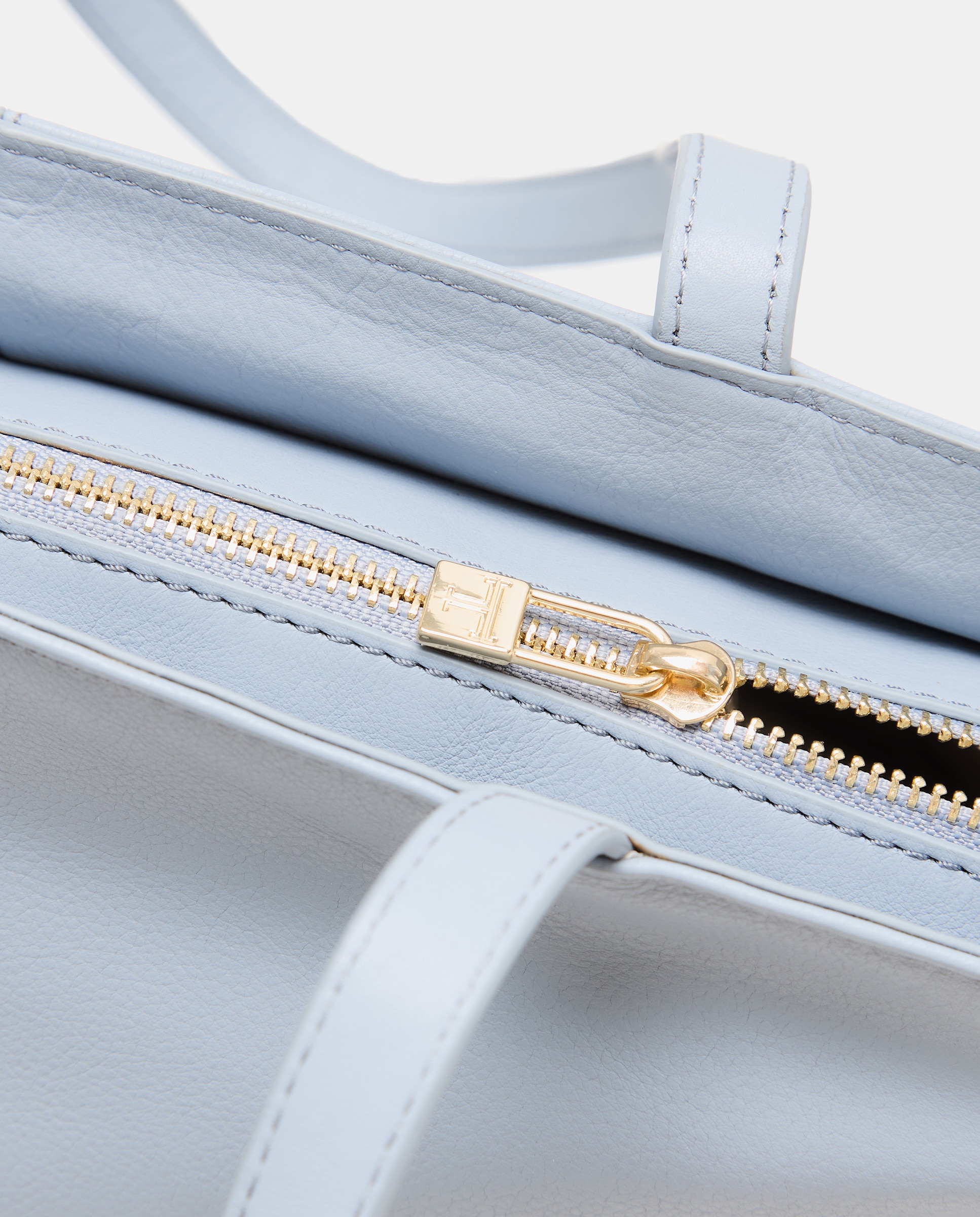 Mala Shopper em Pele com Peças e Fecho de Correr 410 Azul Claro-4