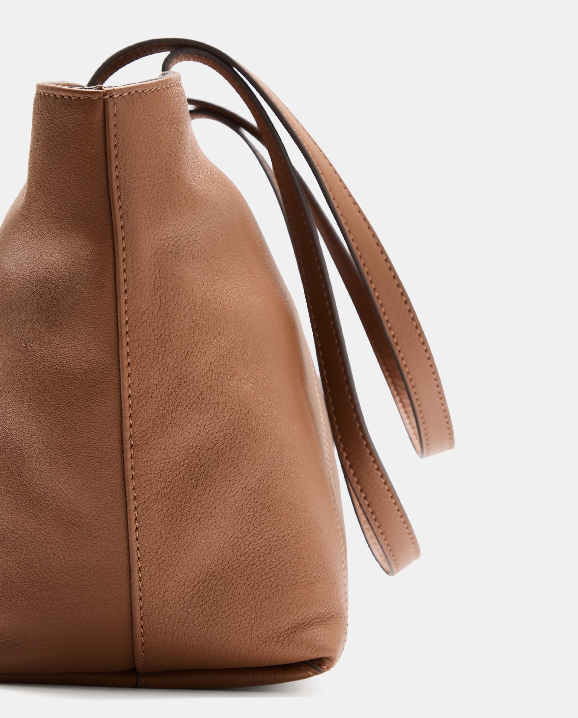 Mala Shopper em Pele com Peças e Fecho de Correr 730 Camel-3