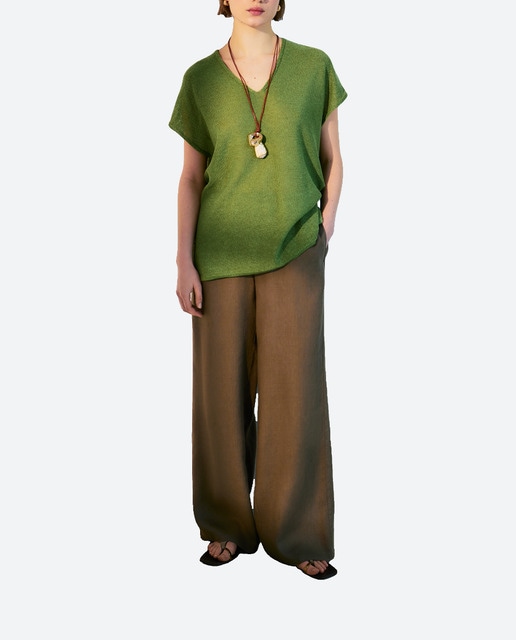 Imagen 0 de Pantalón de lino ancho de mujer