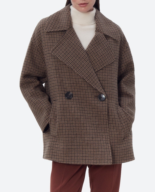 Imagen 0 de Chaquetón de mujer cruzado cuadros