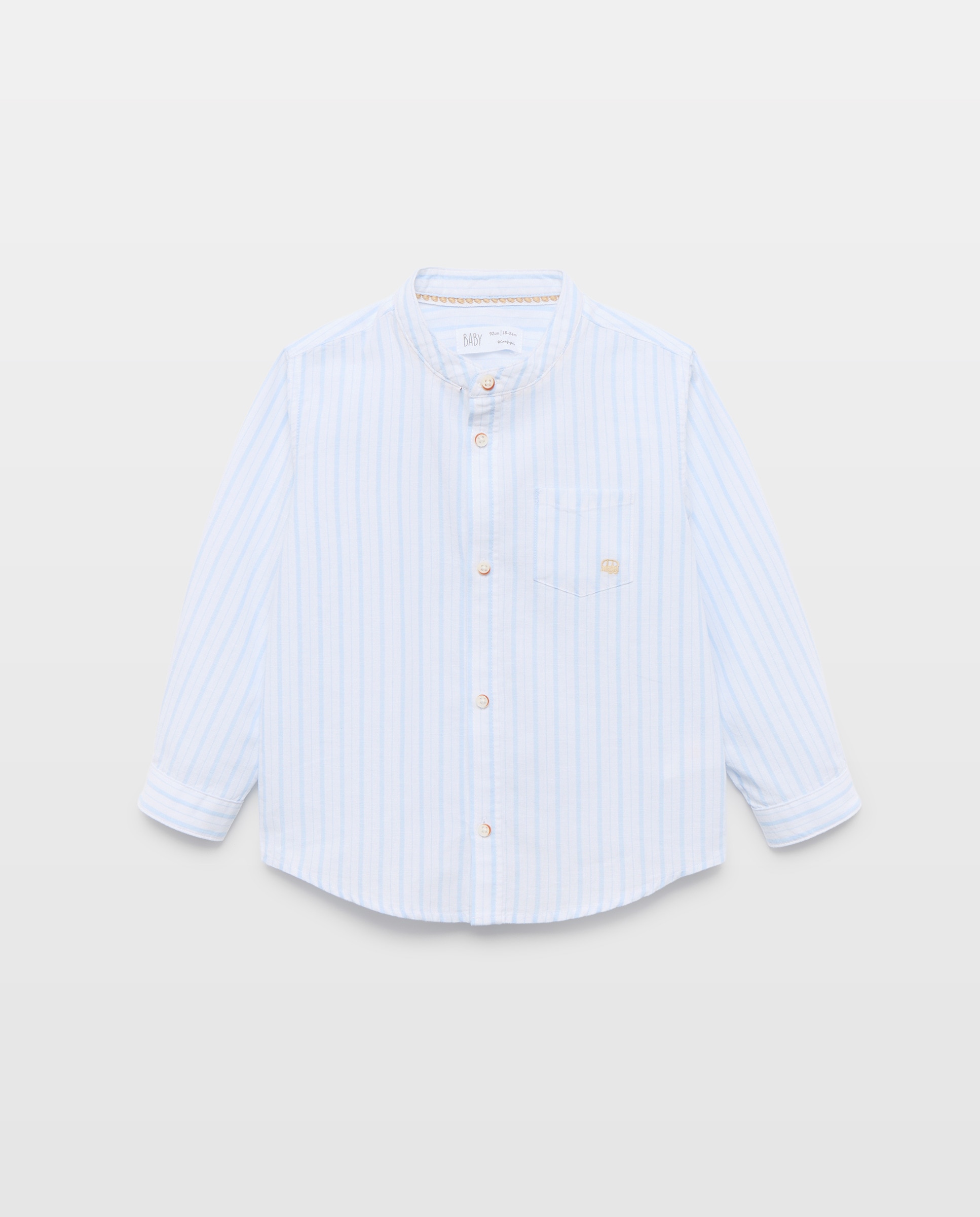Imagem 0 de Camisa de Linho de Bebé às Riscas com Manga Comprida