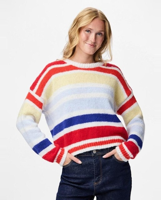 Imagen 0 de Jersey de punto de mujer con estampado y cuello redondo