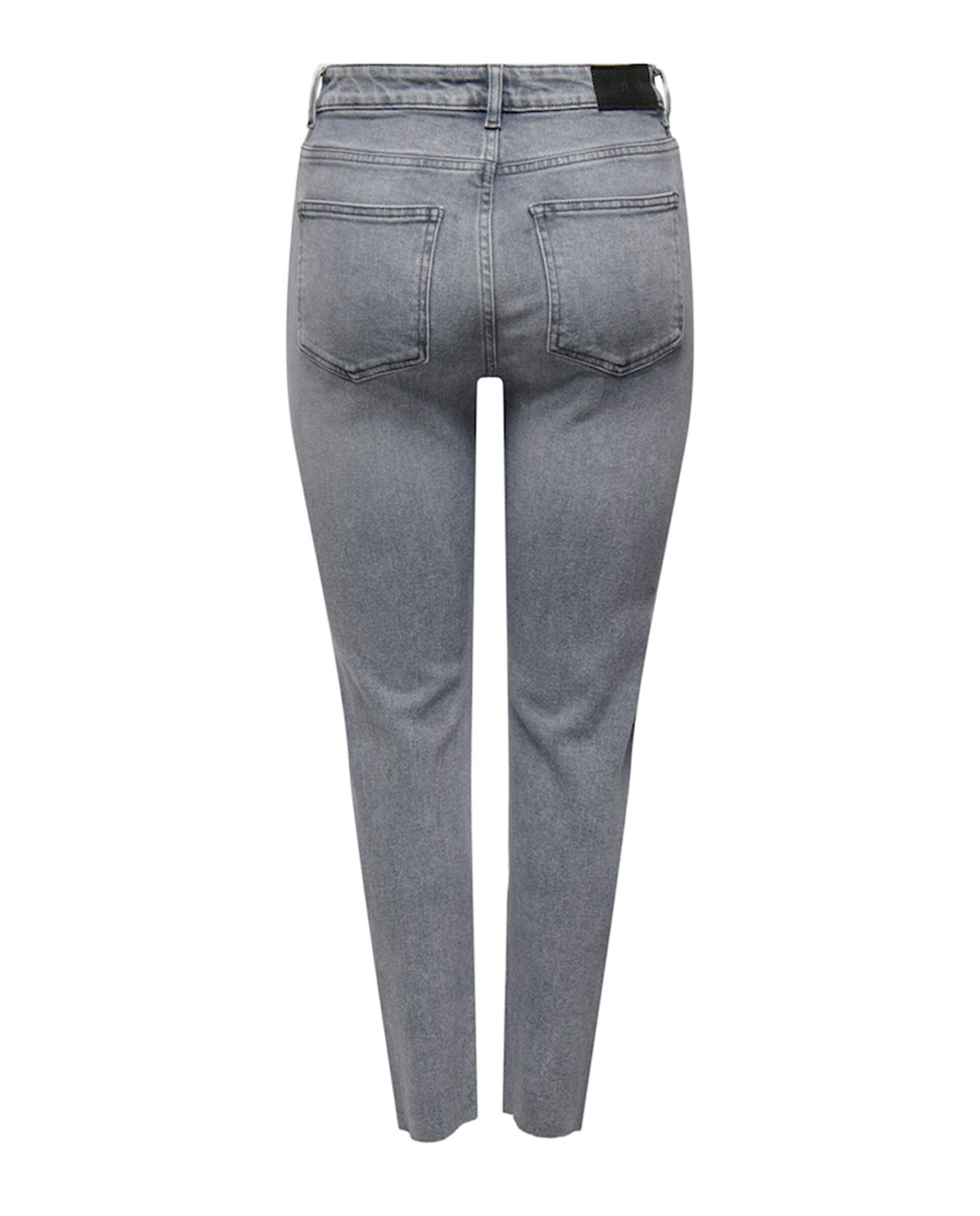Jeans Regular com Cintura Subida Cinzento-claro-2