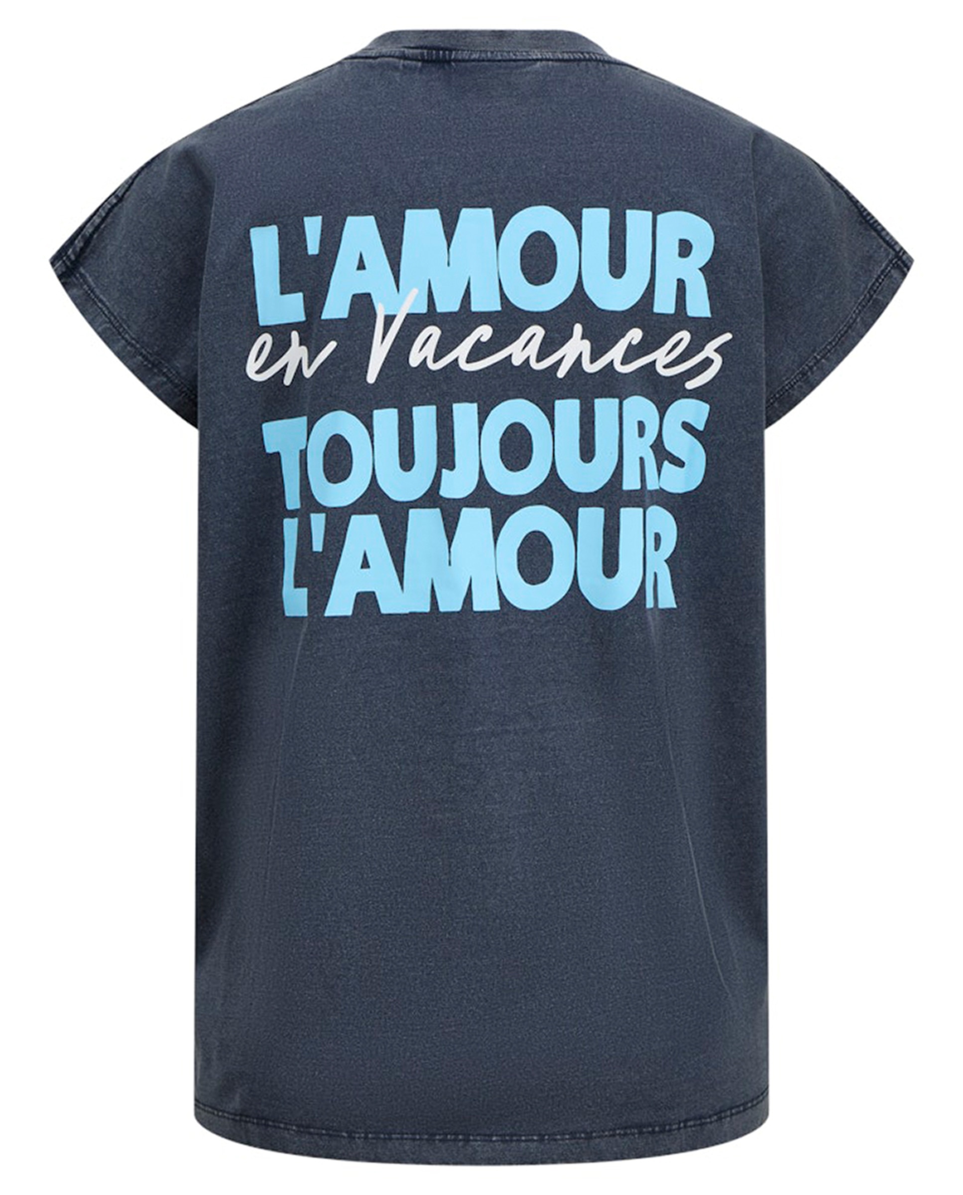 T-shirt de Manga Curta com Backprint Azul-2