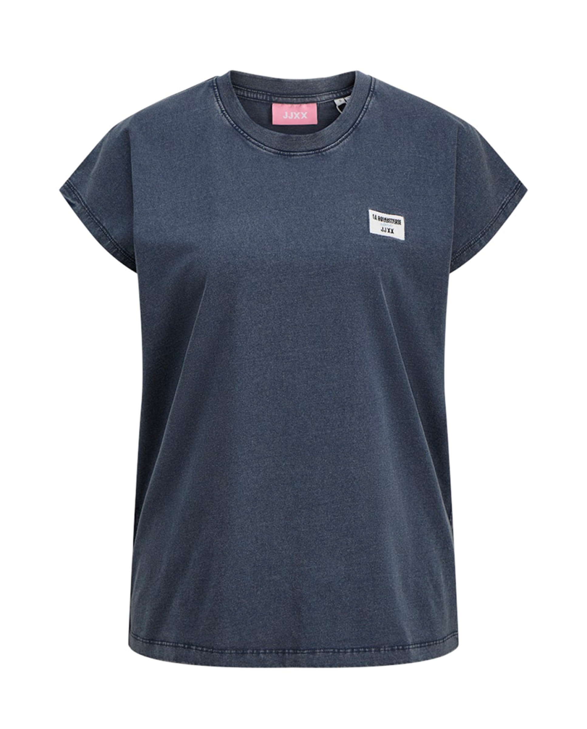 T-shirt de Manga Curta com Backprint Azul-1