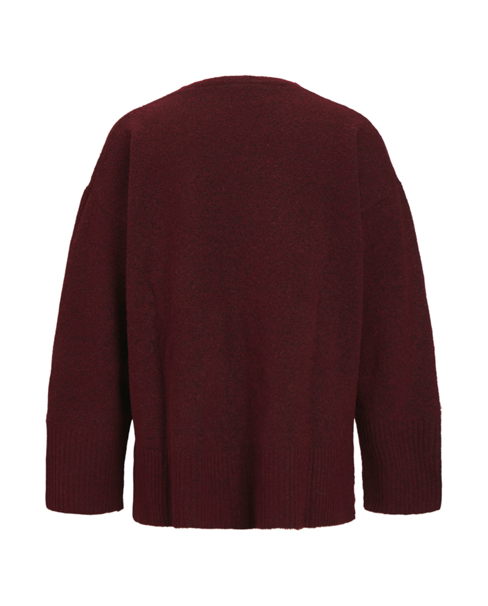 Camisola de Malha com Decote em Bico Vermelho/Grená-2