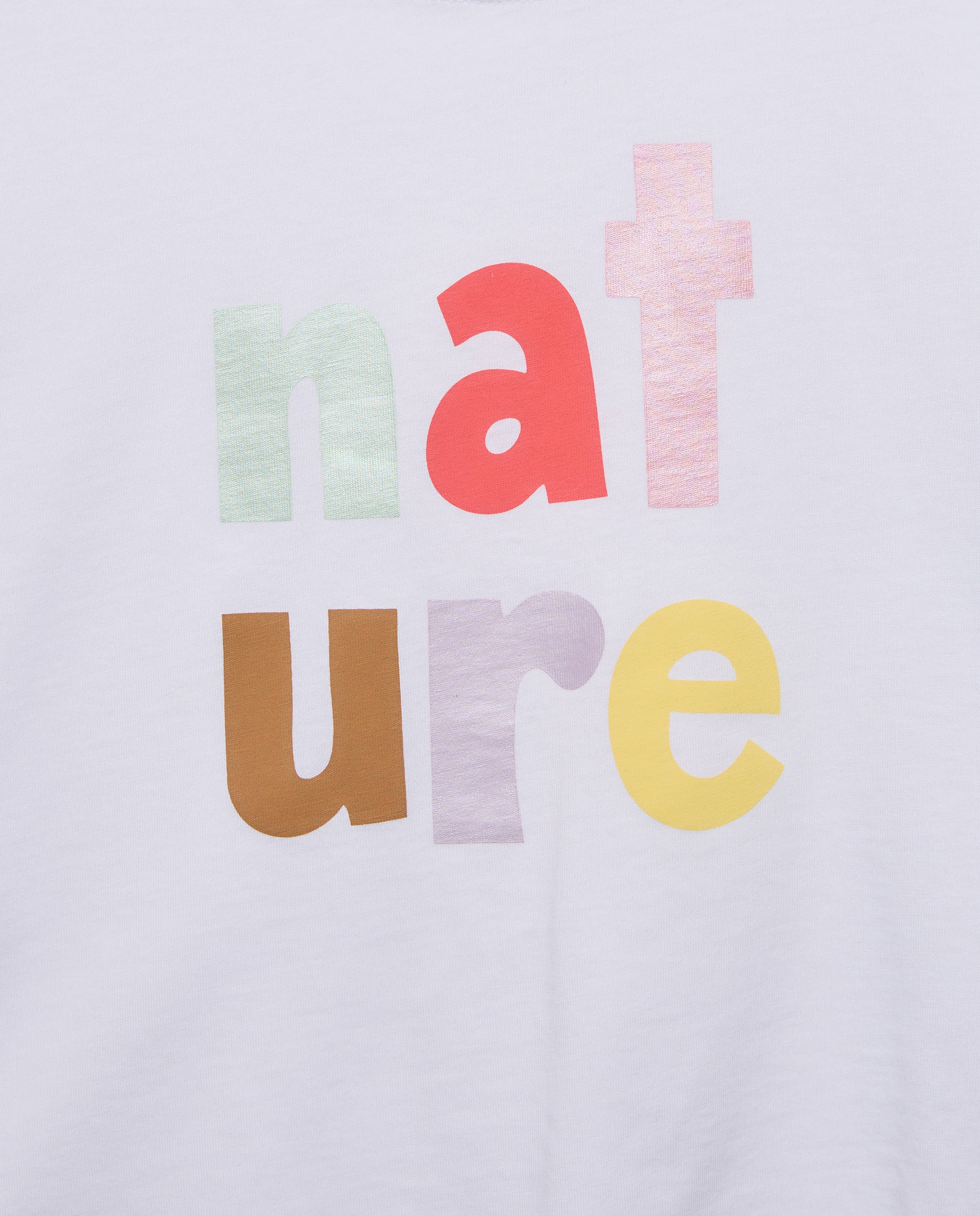 T-shirt de Manga Caída e Estampado Posicional Branco-5