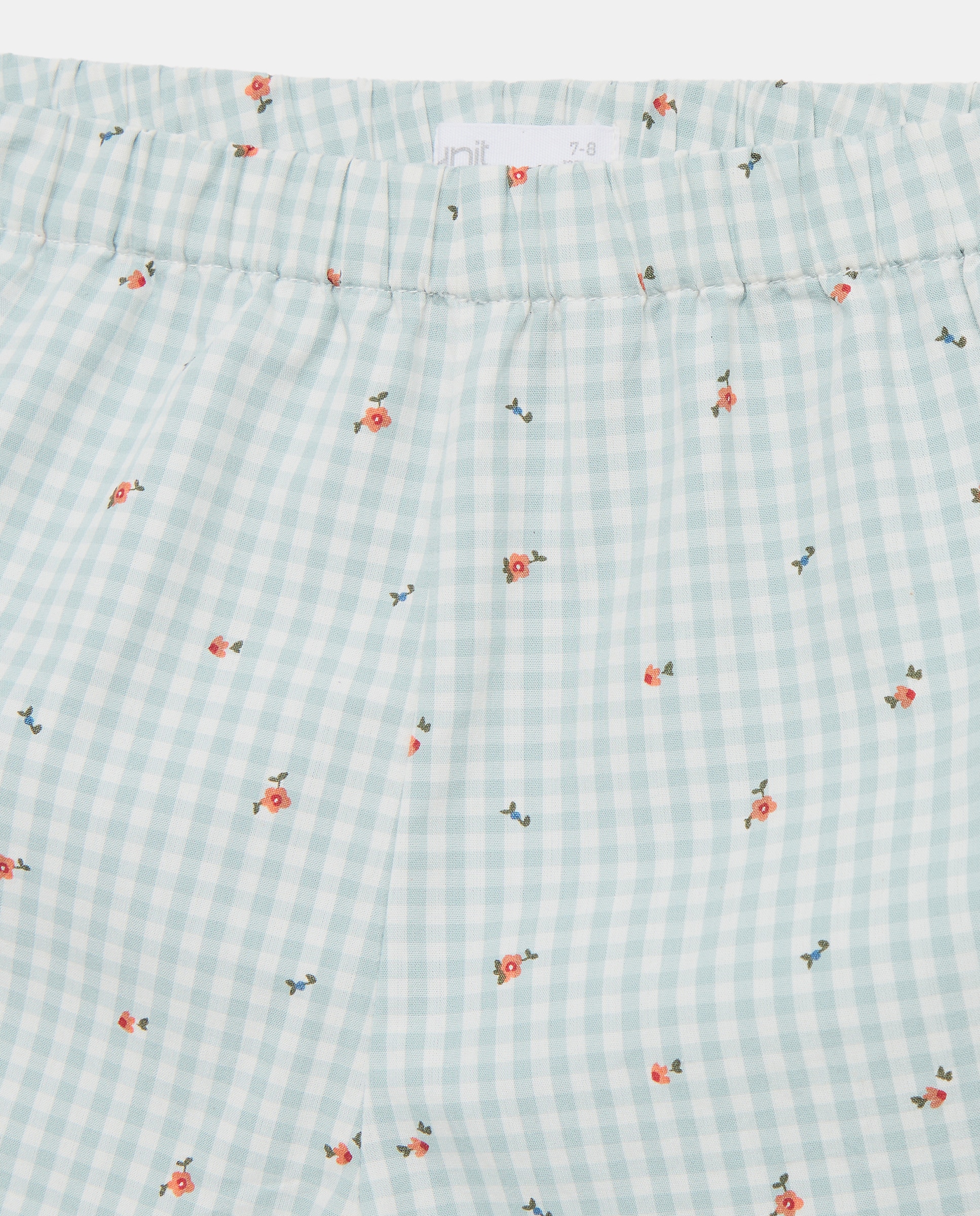 Pijama de niña de popelín corto vichy 510 Verde claro-3