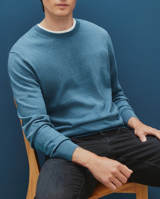 Imagen 0 de Suéter de hombre cuello redondo de algodón-cashmere