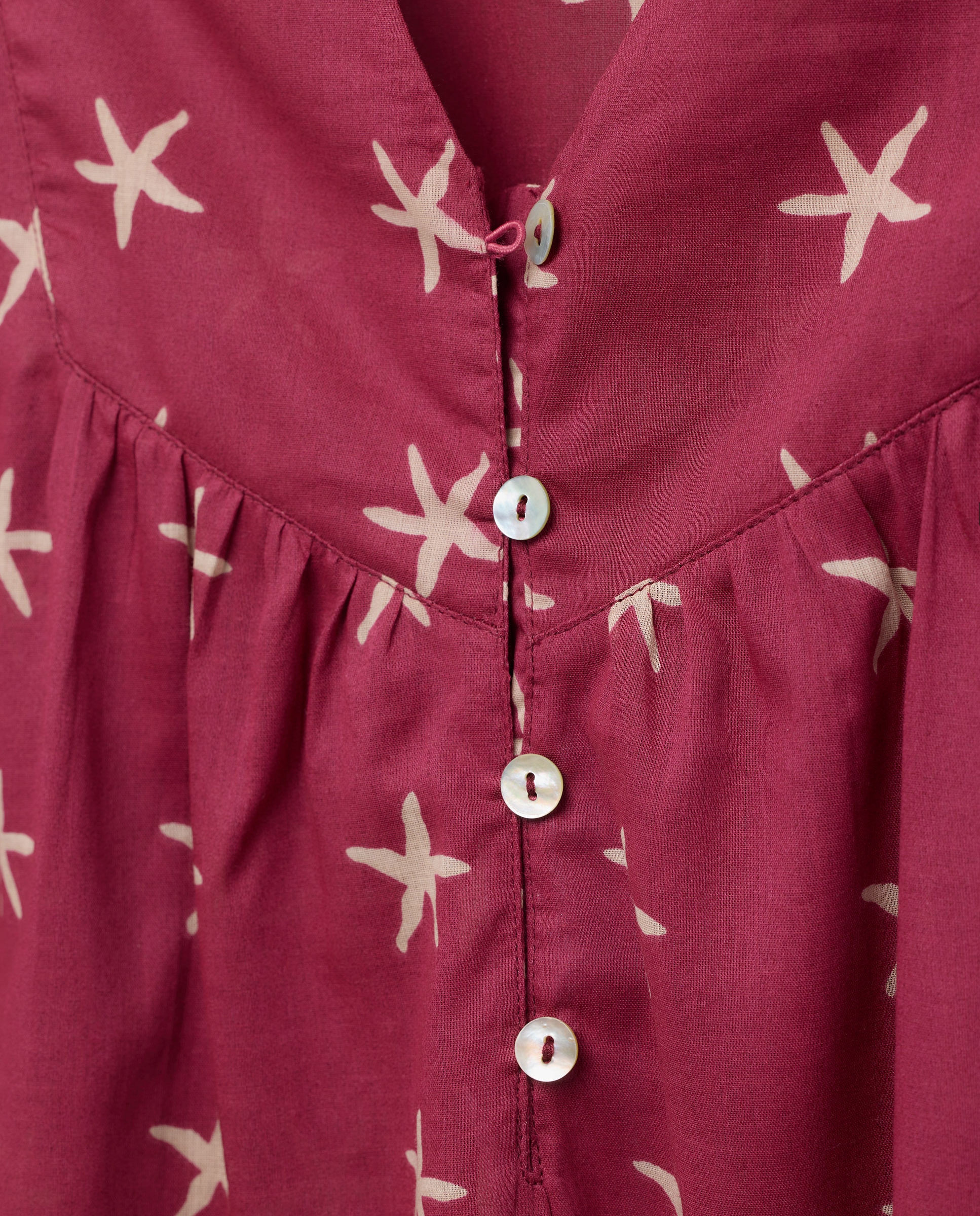 Caftán mujer largo algodón estampado Burdeos-5