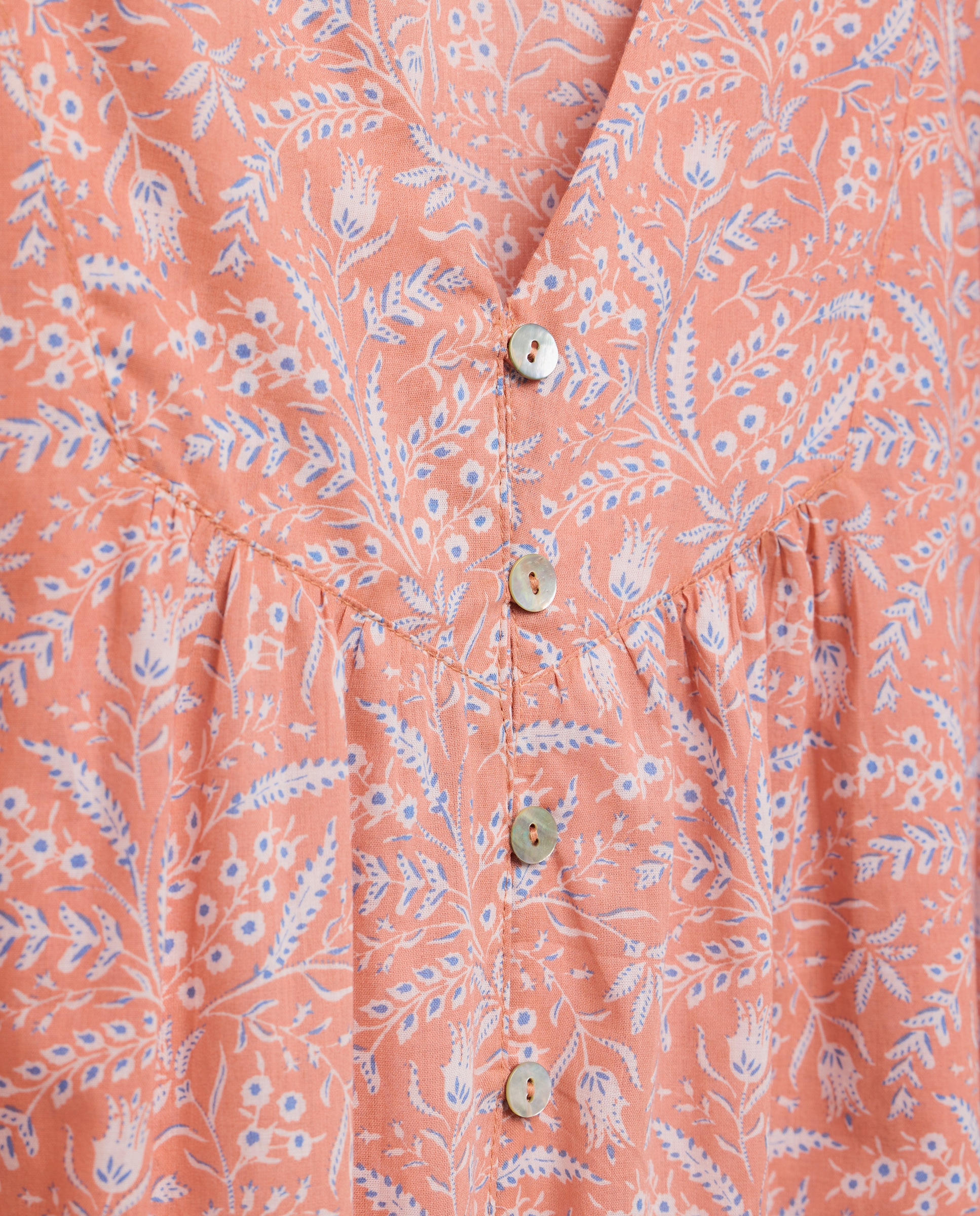 Caftán mujer largo algodón estampado Naranja quemado-5