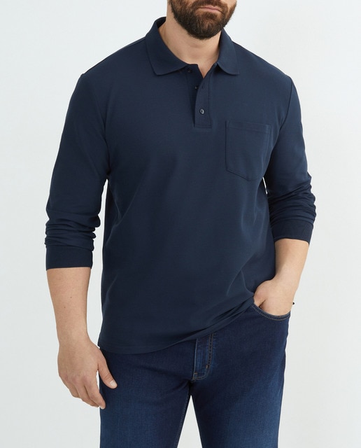 Imagen 0 de Polo Coolmax de hombre, tallas grandes, manga larga liso