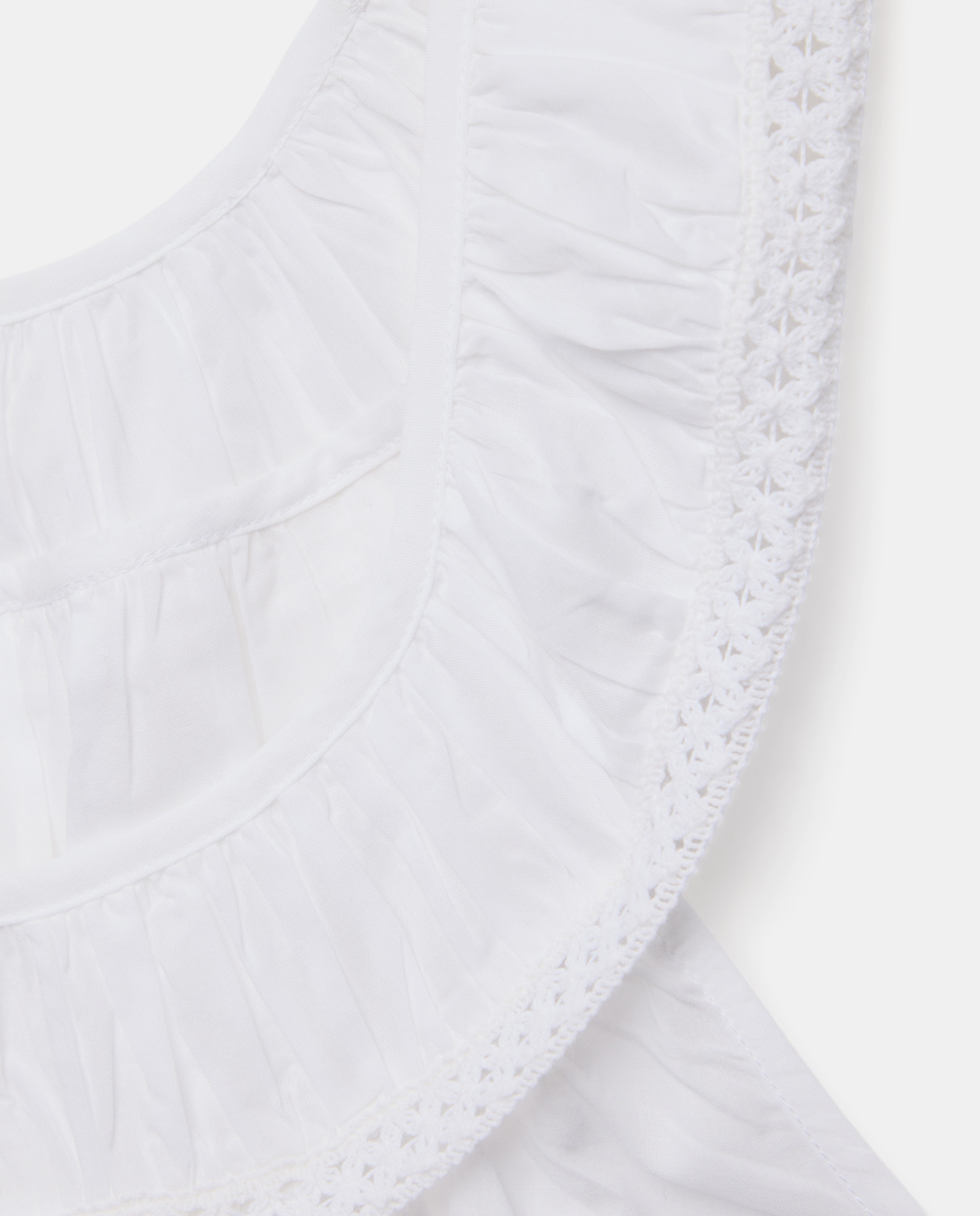 Camisón mujer algodón cuello drapeado Blanco roto-4