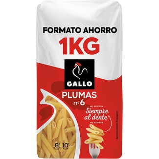 macarrones plumas N.6 formato ahorro paquete 1 kg - Gallo