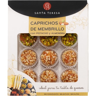 caprichos de membrillo con pistacho y almendra ideal para tabla de quesos envase 120 g - Santa Teresa