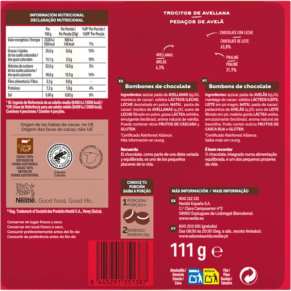 Creations milk chocolate and hazelnut chocolates case 111 g