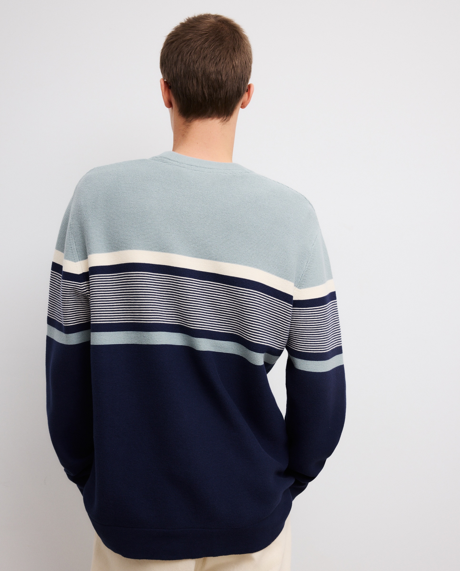 Camisola de Malha com Estrutura e Estampado Localizado no Peito Azul-marinho-3