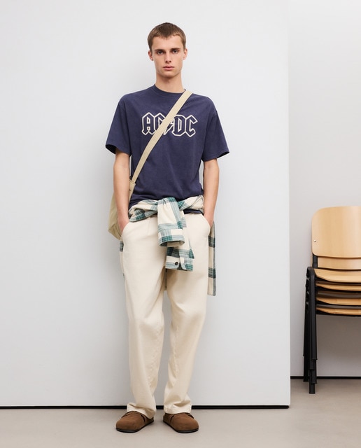 Imagem 0 de T-shirt de Manga Curta com Estampado de Música ACDC