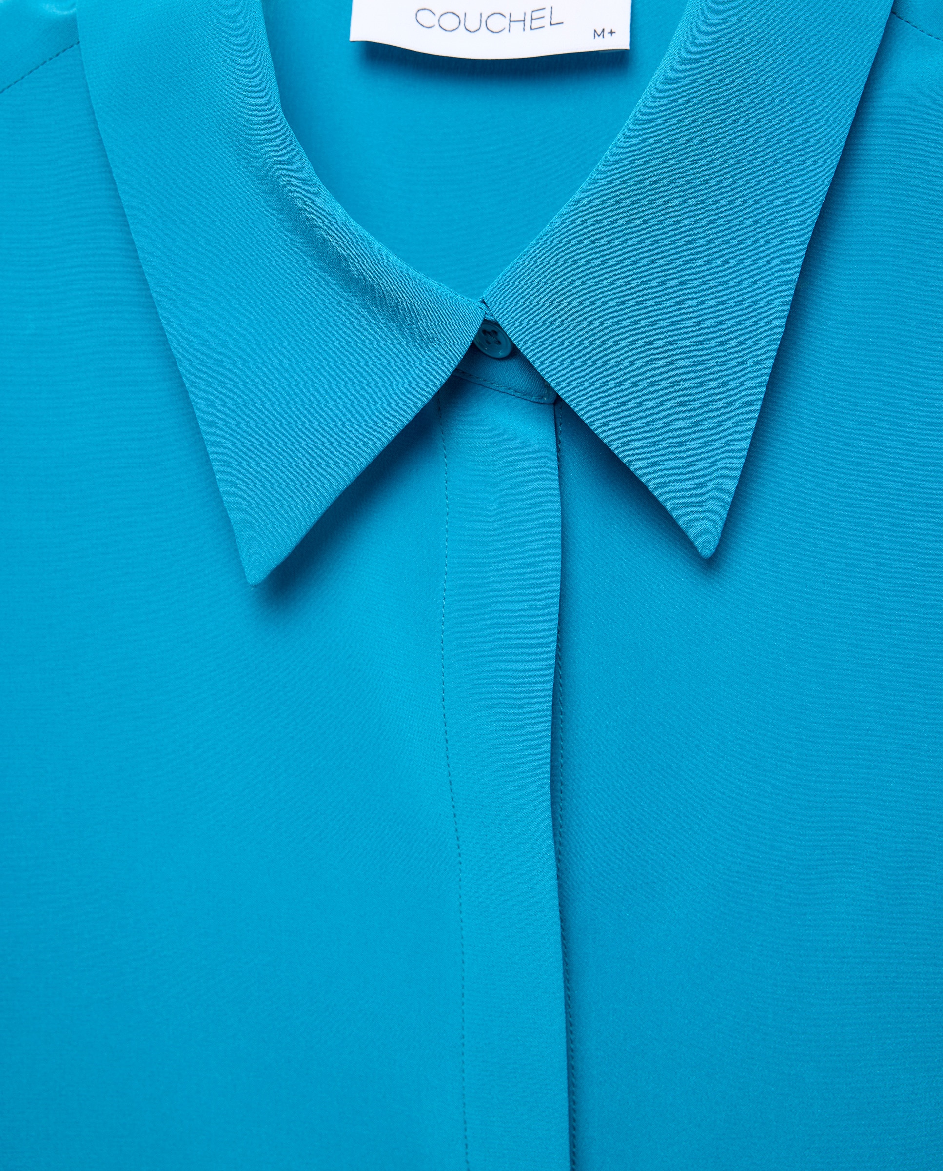 Blusa Tipo Camiseiro de Seda com Manga Comprida Verde Pato-5